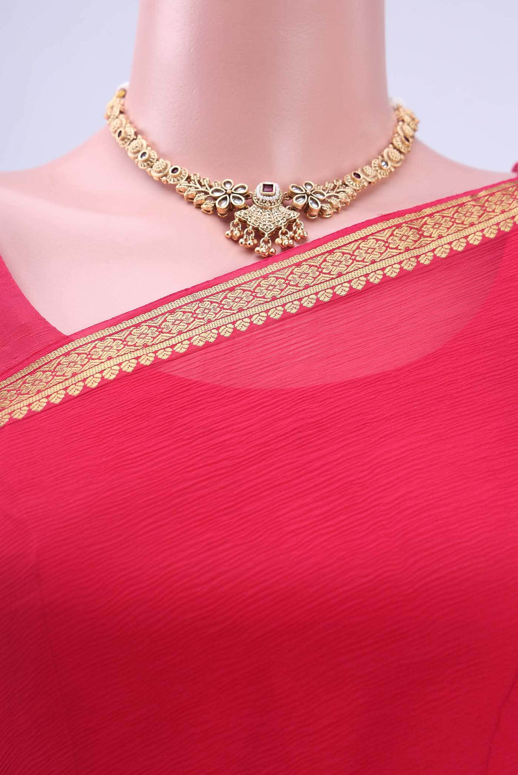 Dark Pink Mysore Chiffon Saree