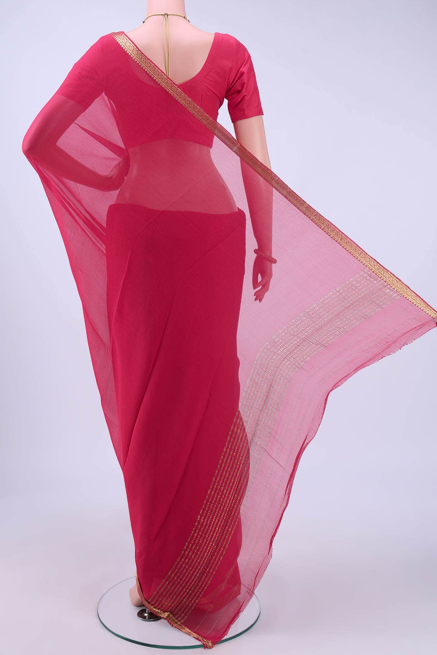 Dark Pink Mysore Chiffon Saree