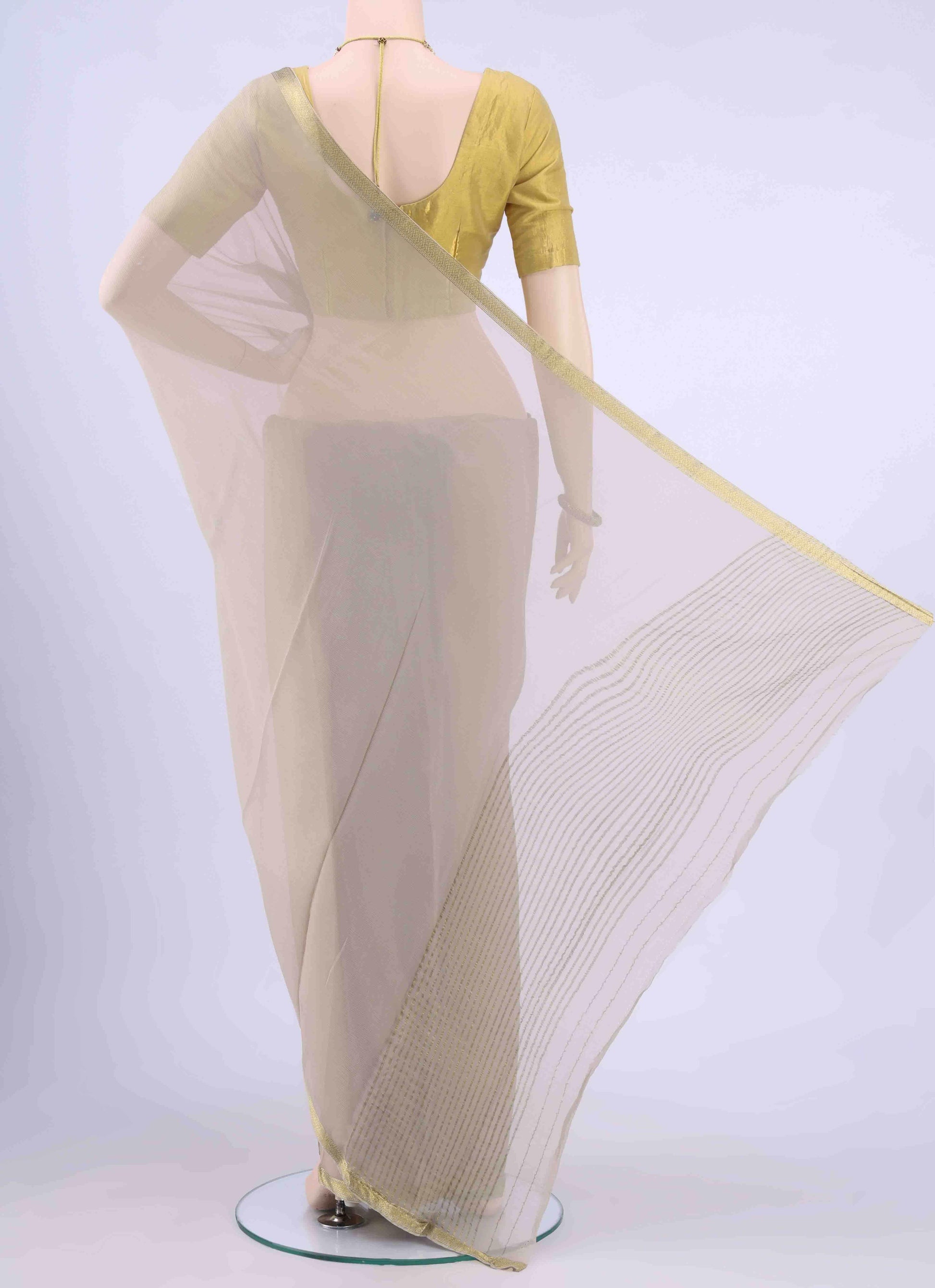 Beige Mysore Chiffon Saree
