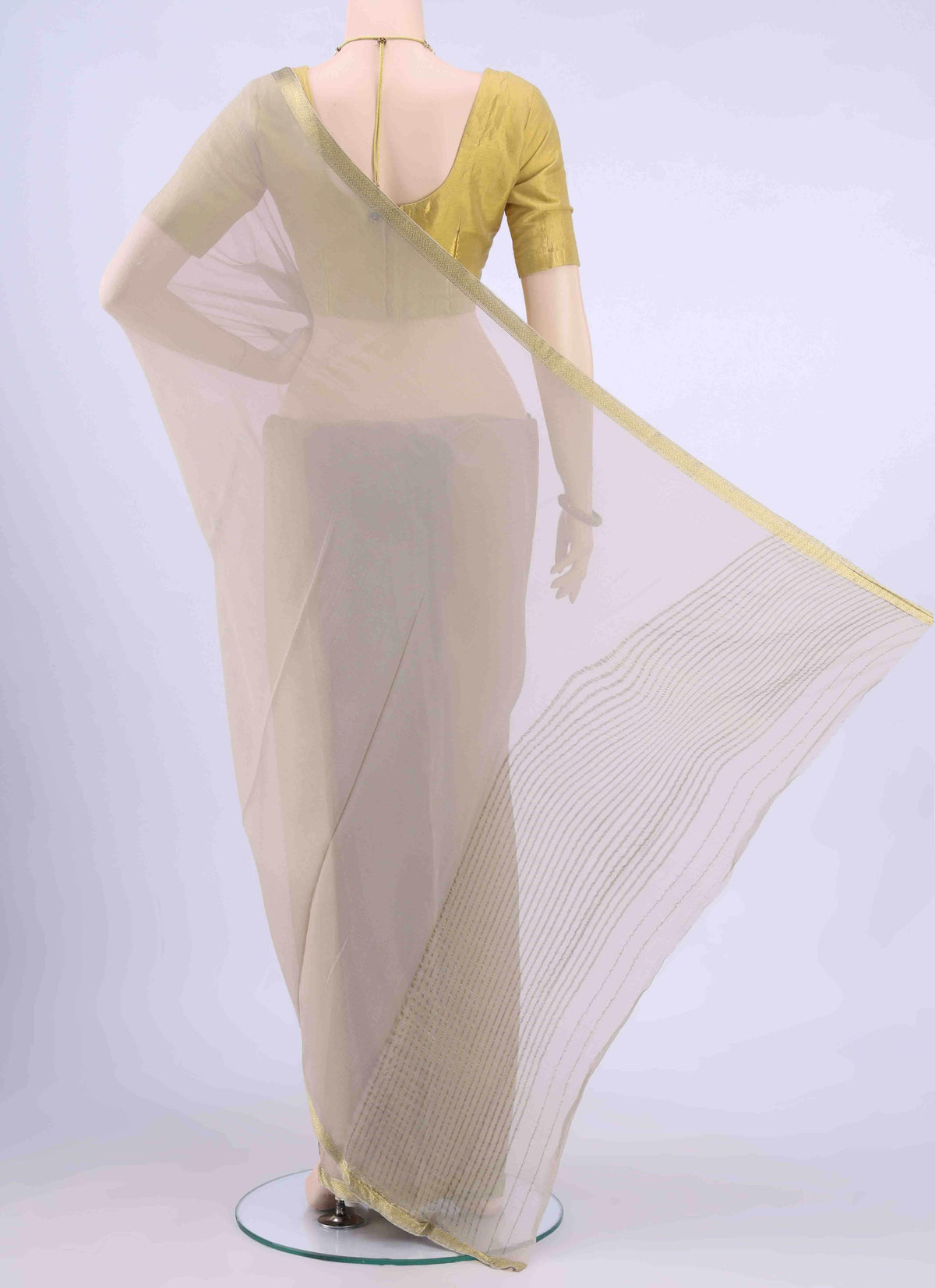 Beige Mysore Chiffon Saree
