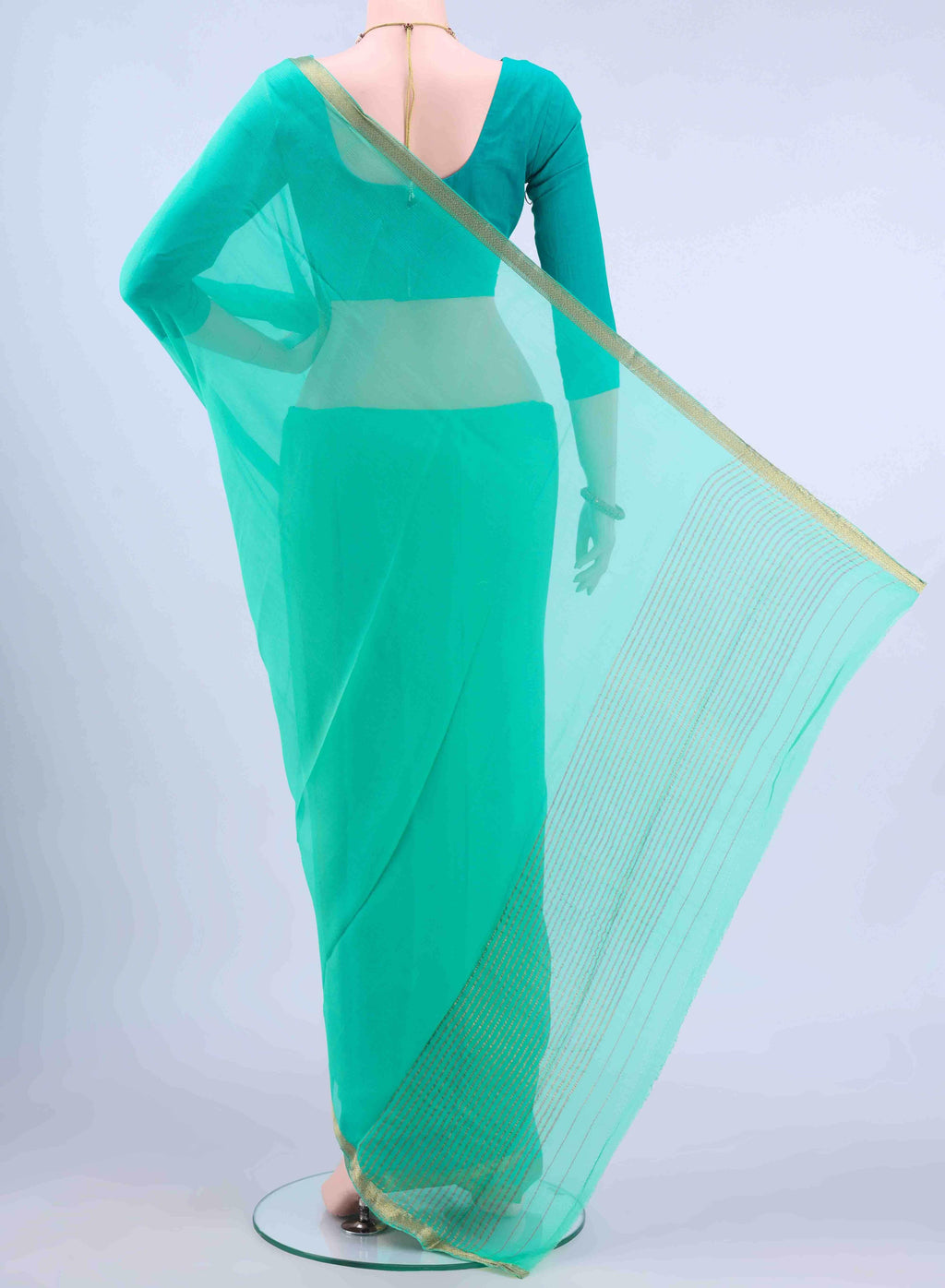 Sea Green Mysore Chiffon Saree