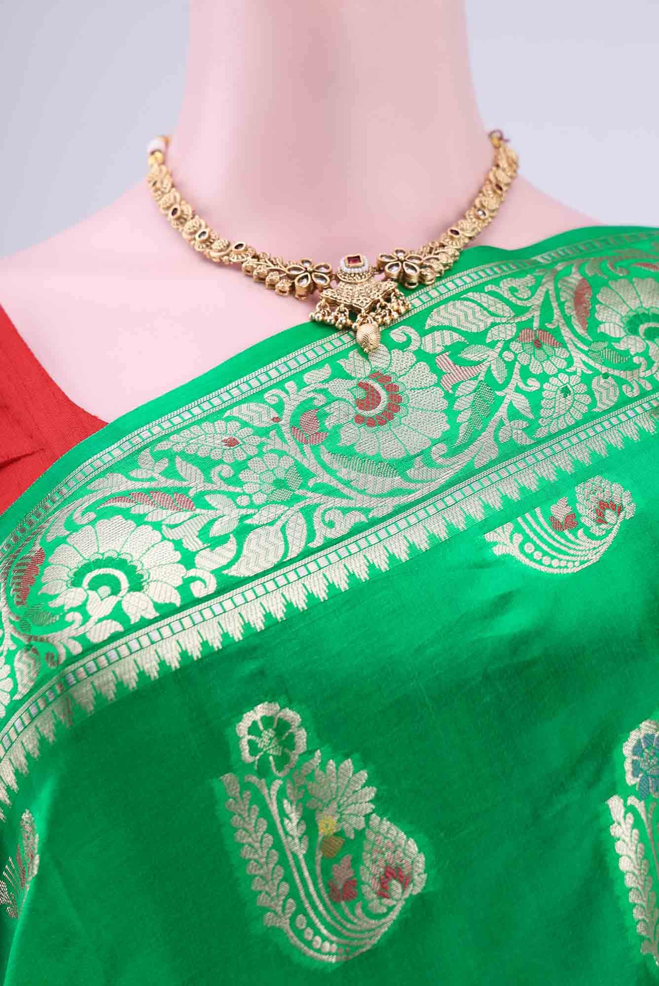 Green Banarasi Tussar Silk Saree