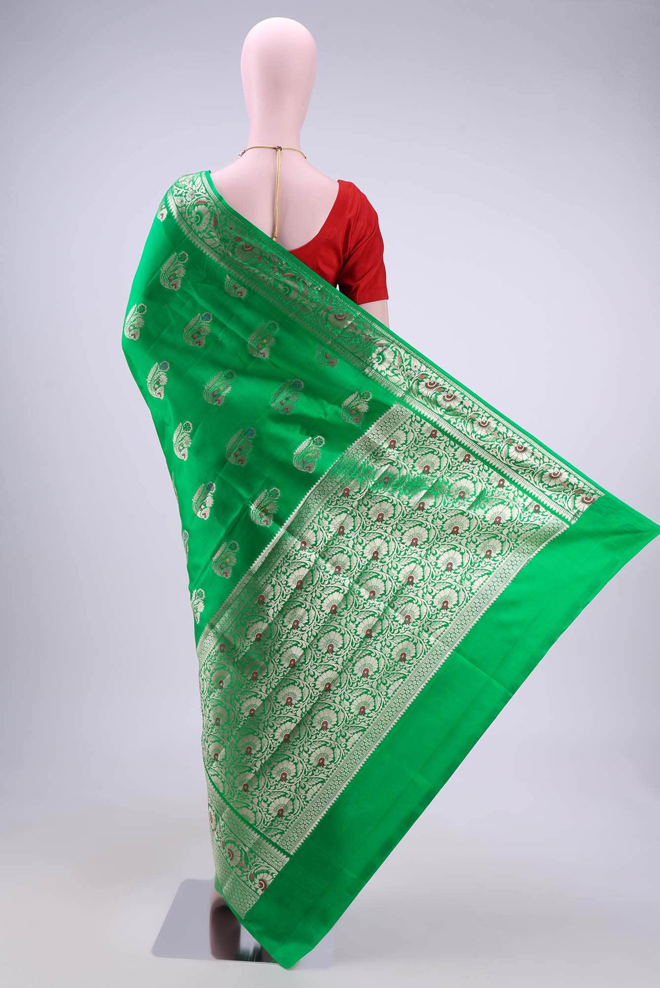 Green Banarasi Tussar Silk Saree