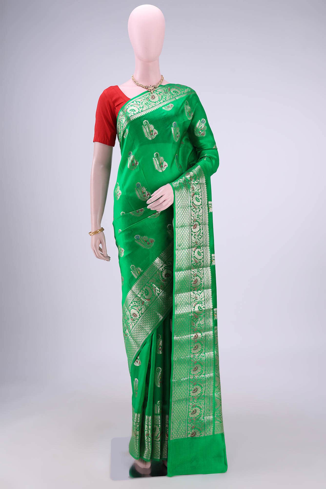 Green Banarasi Tussar Silk Saree