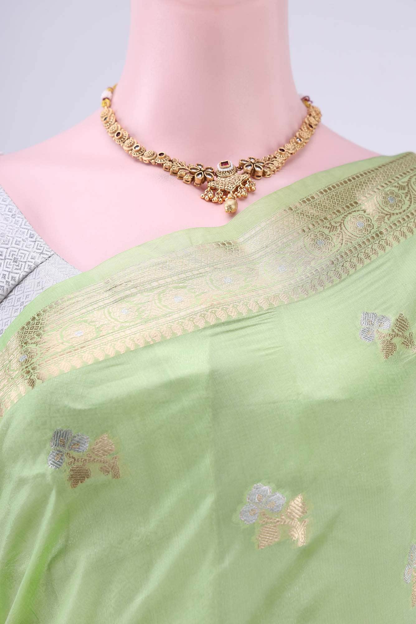 Green Banarasi Tussar Silk Saree