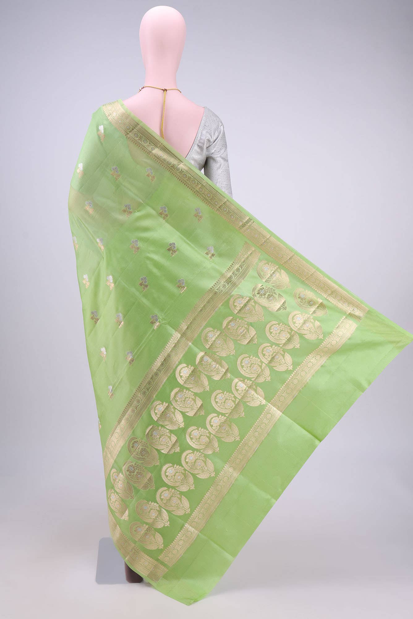 Green Banarasi Tussar Silk Saree