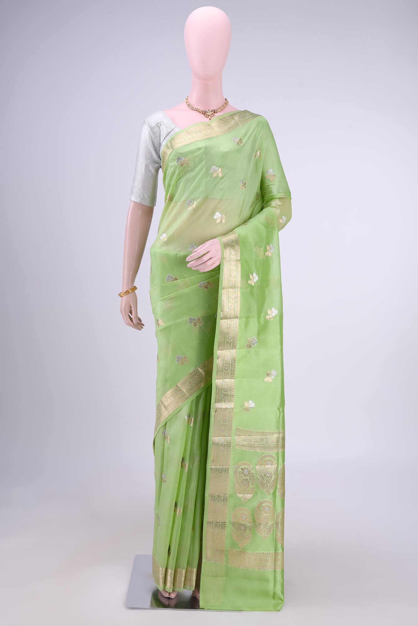 Green Banarasi Tussar Silk Saree