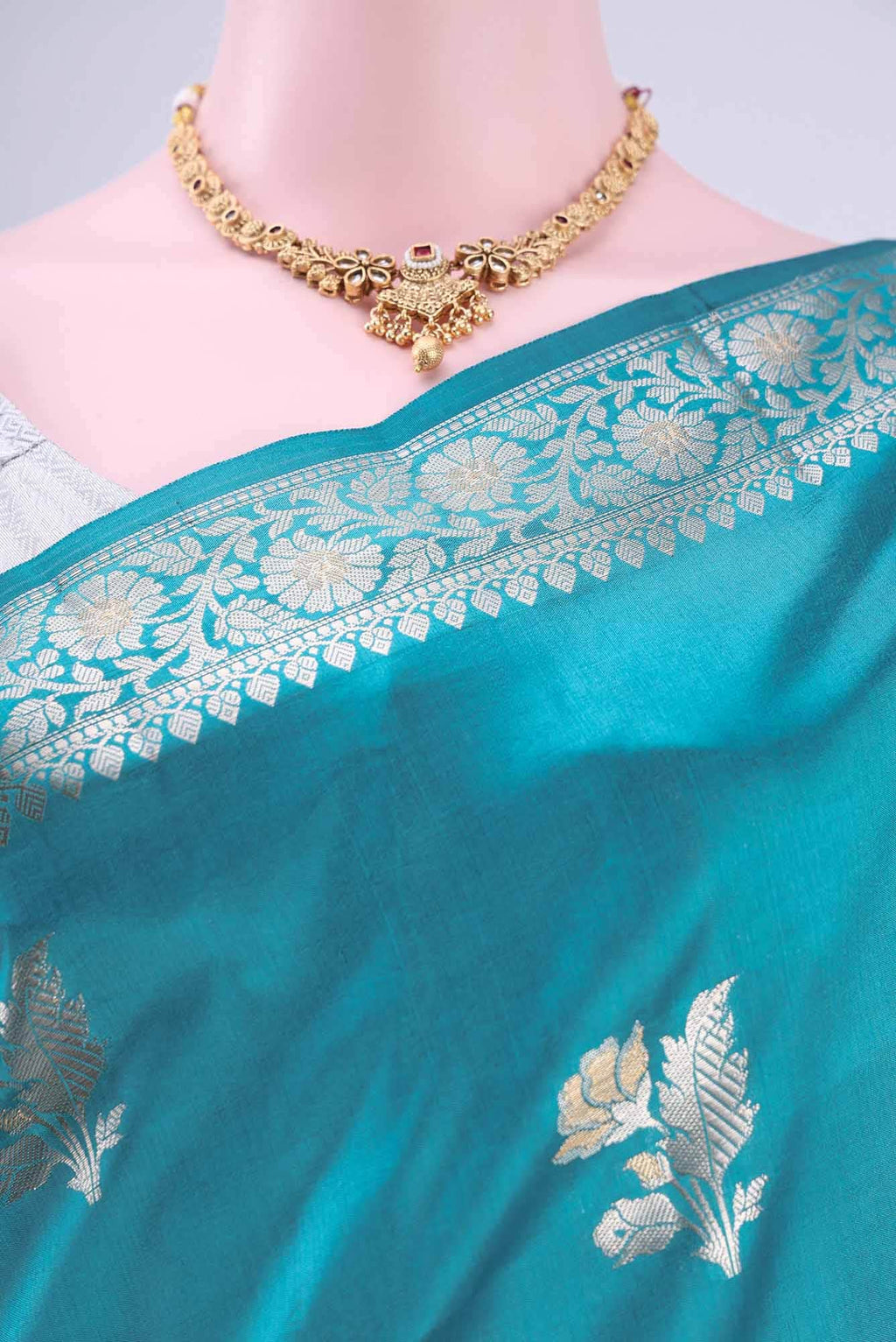 Blue Banarasi Tussar Silk Saree