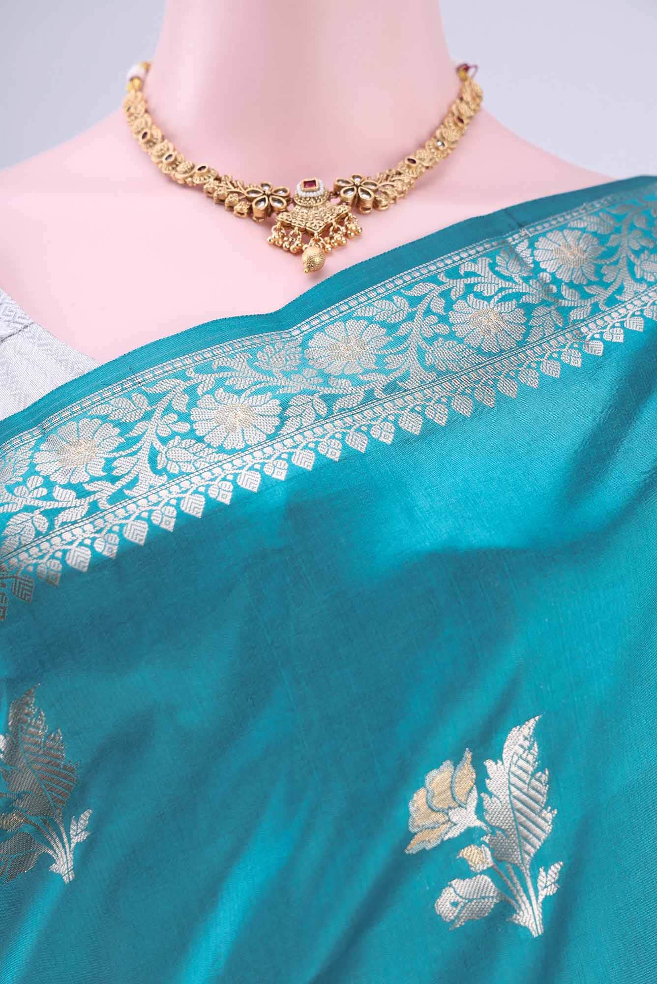 Blue Banarasi Tussar Silk Saree