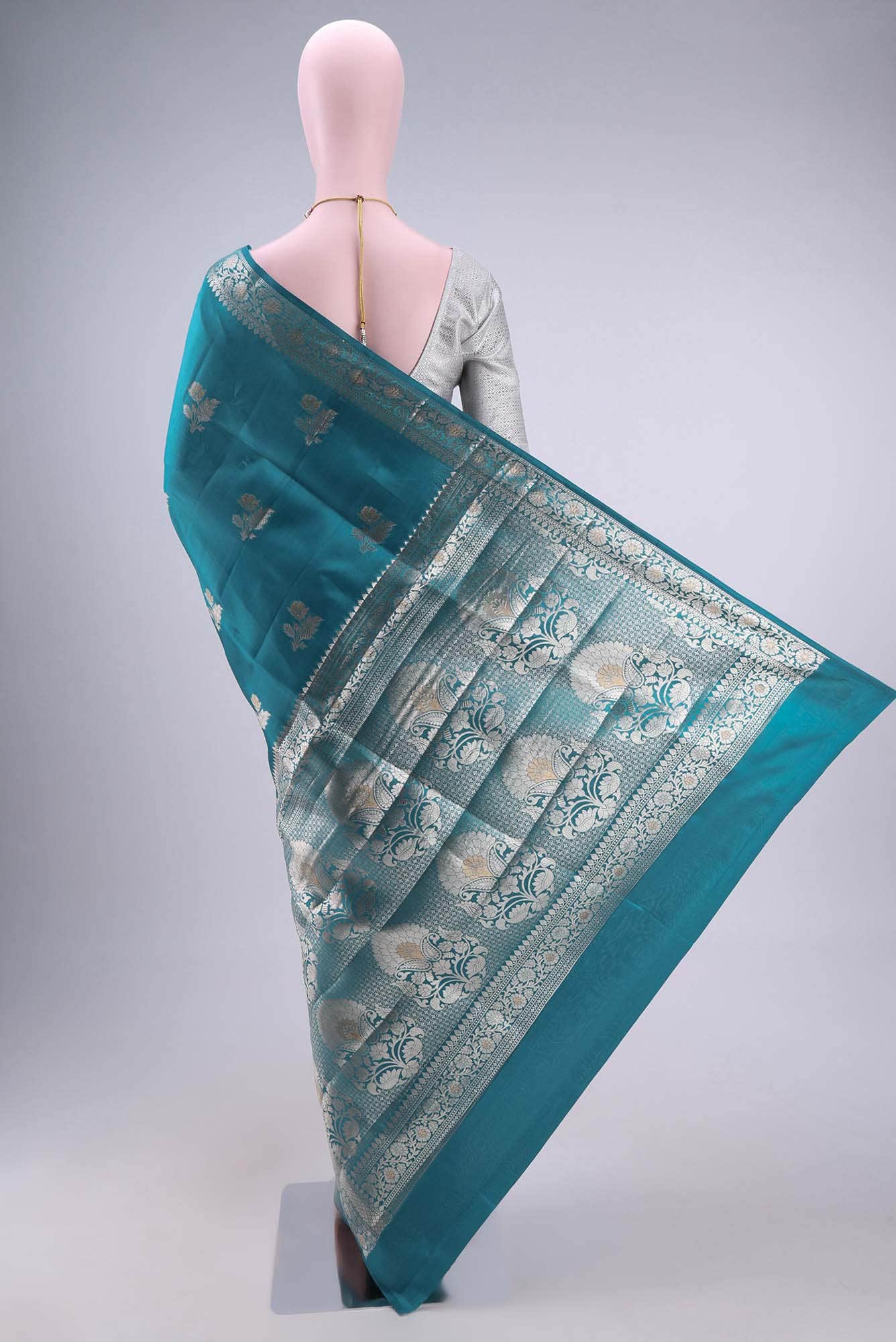 Blue Banarasi Tussar Silk Saree