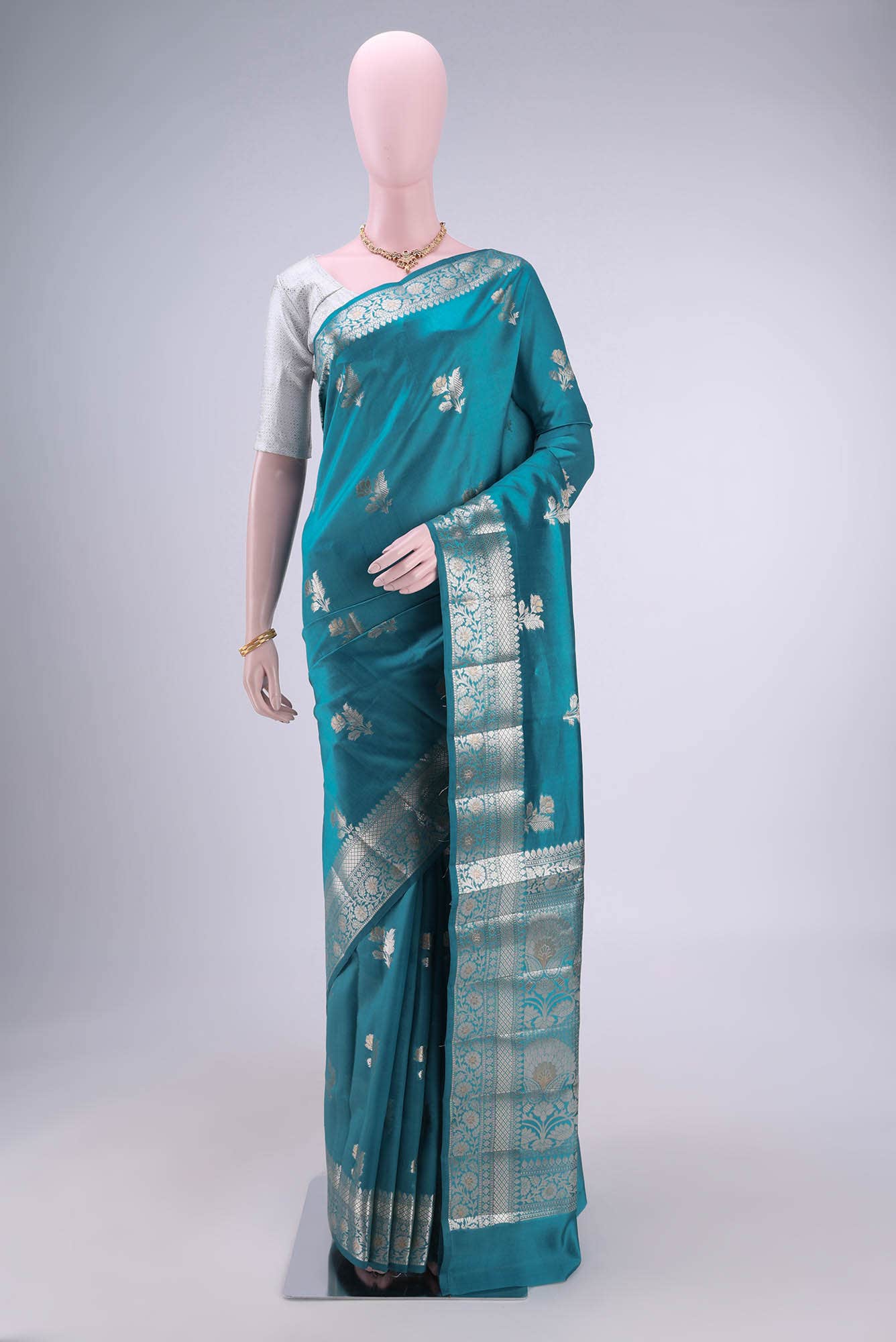 Blue Banarasi Tussar Silk Saree