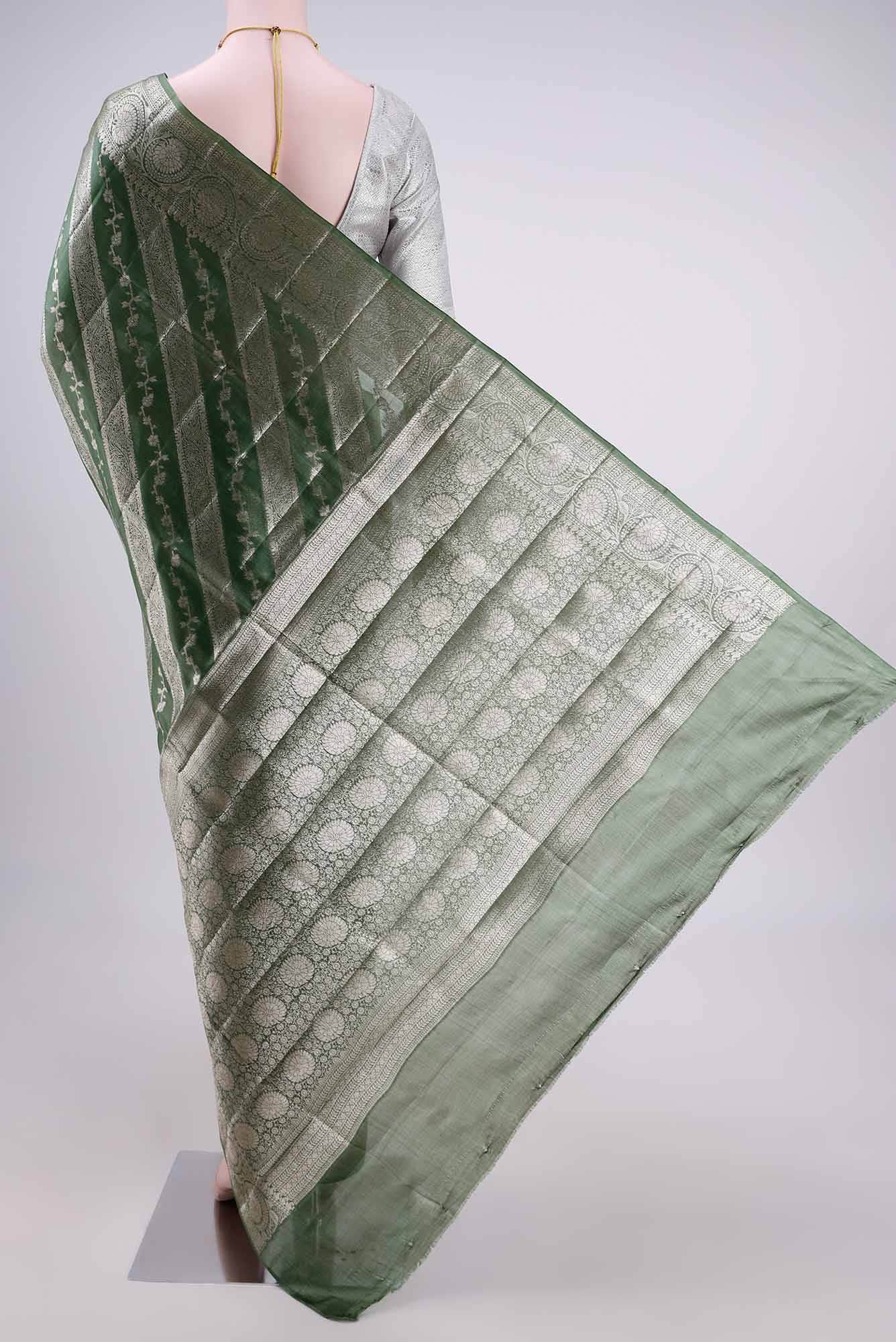Green Banarasi Tussar Silk Saree