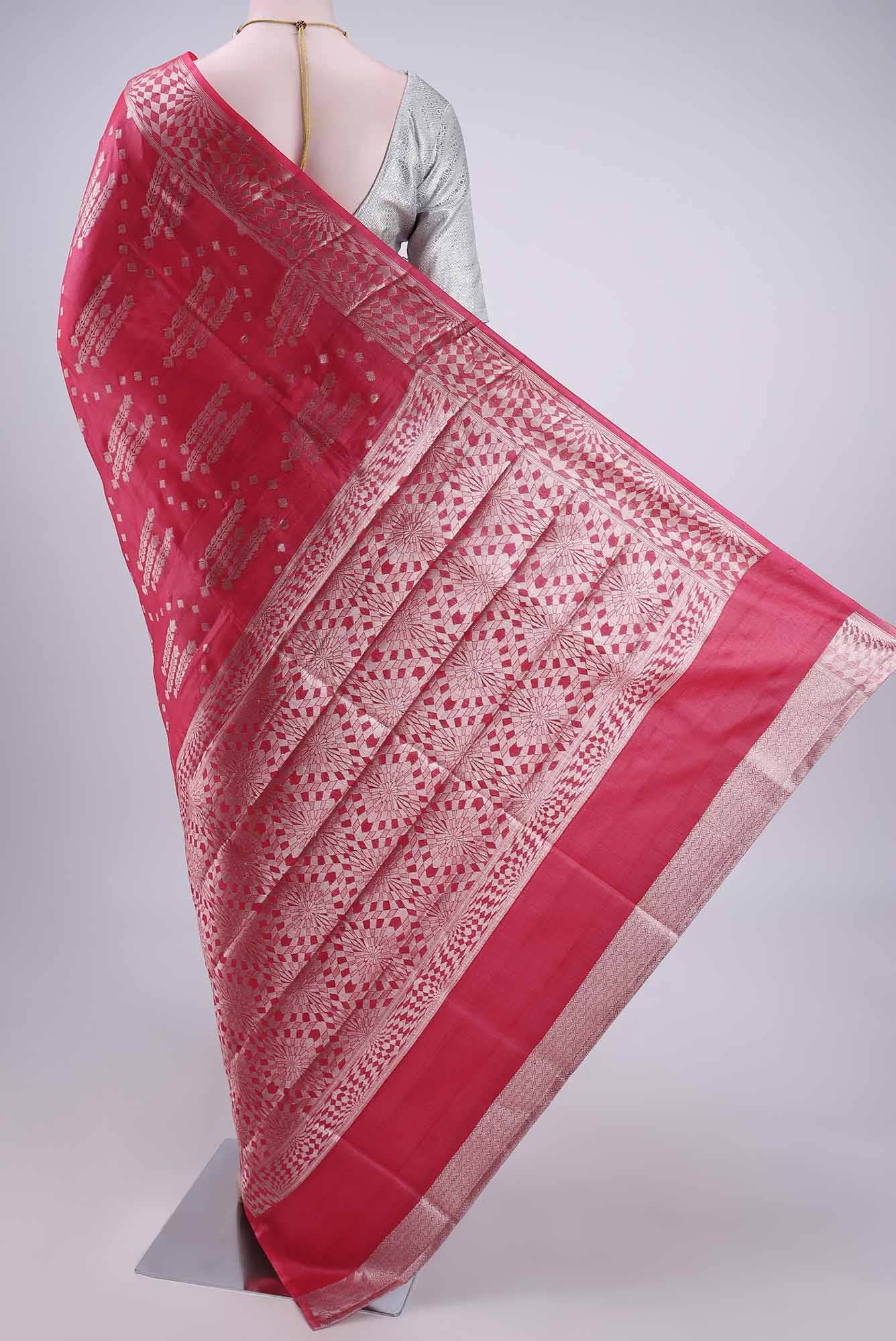 Pink Banarasi Tussar Silk Saree