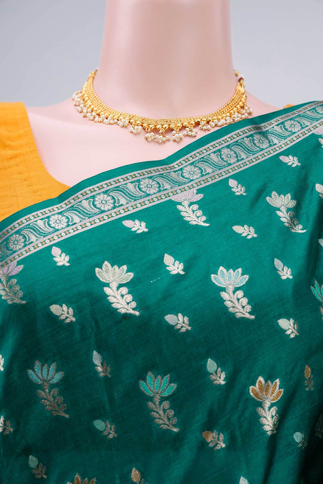 Sea Green Banarasi Tussar Silk Saree