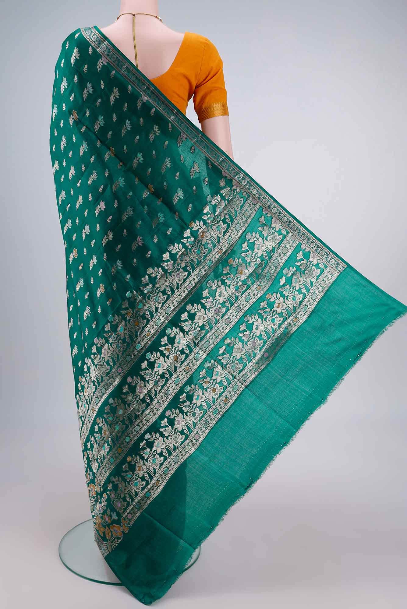 Sea Green Banarasi Tussar Silk Saree