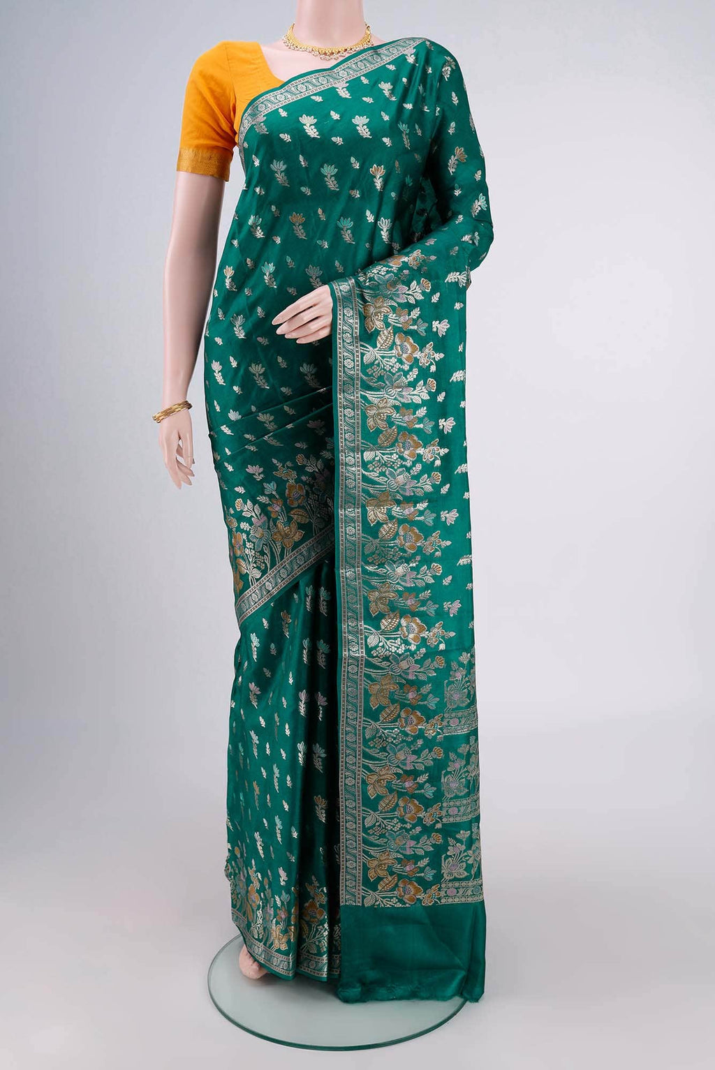 Sea Green Banarasi Tussar Silk Saree