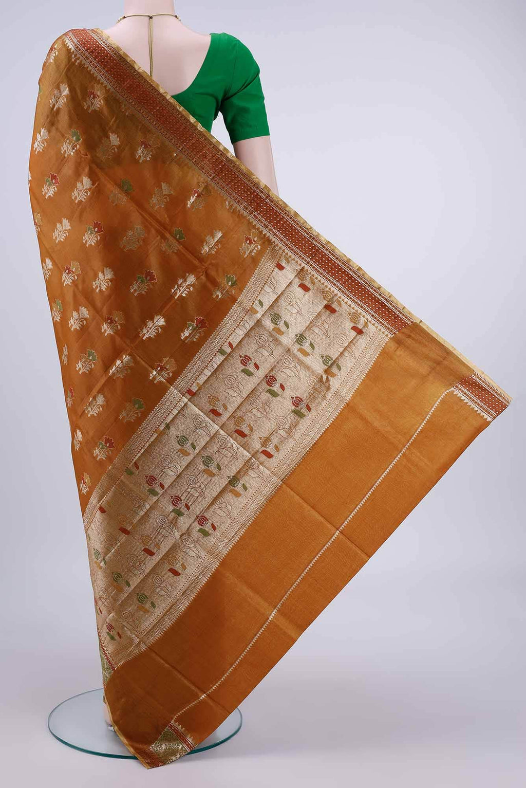 Rust Banarasi Raw Silk Saree