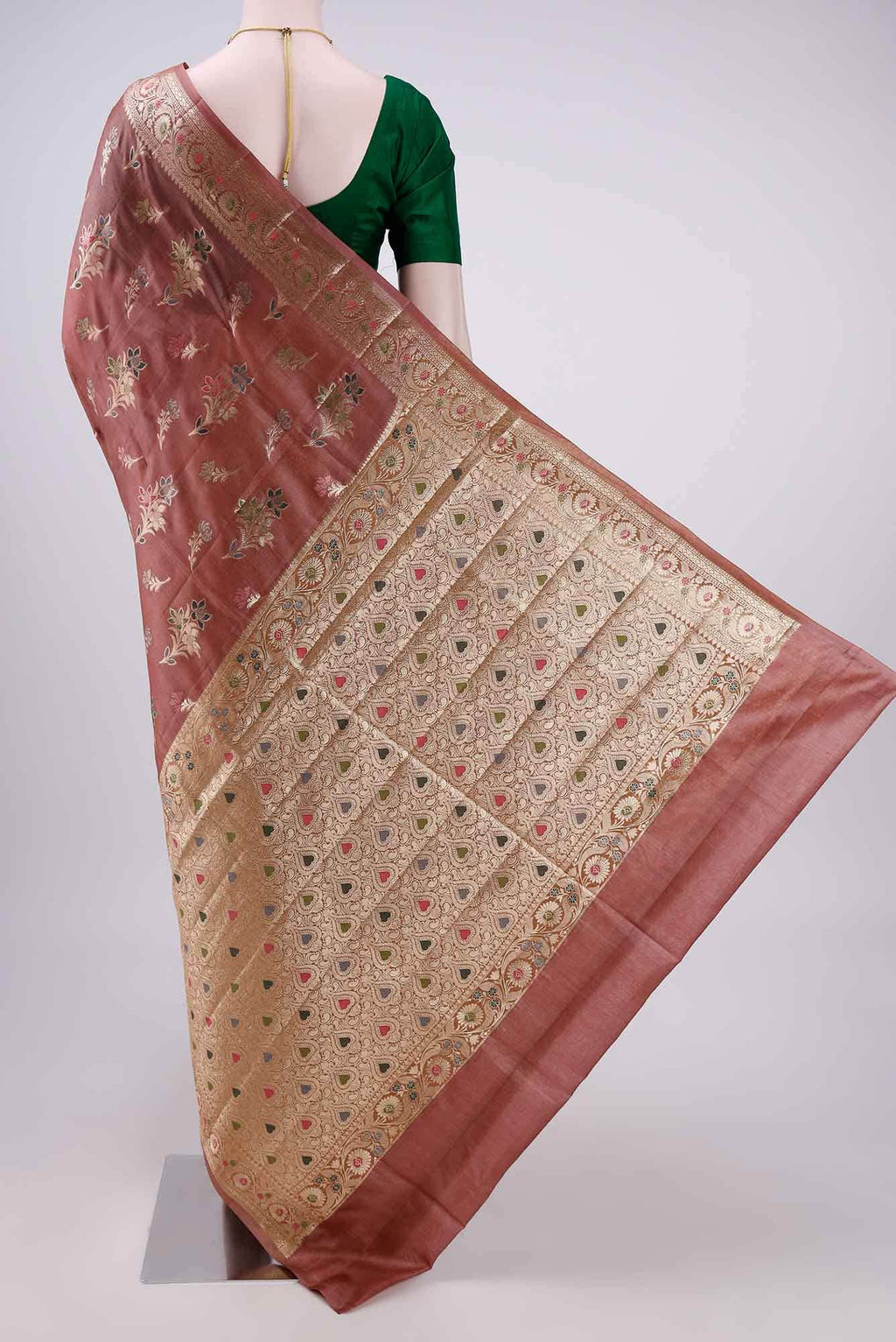 Pink Banarasi Tussar Silk Saree