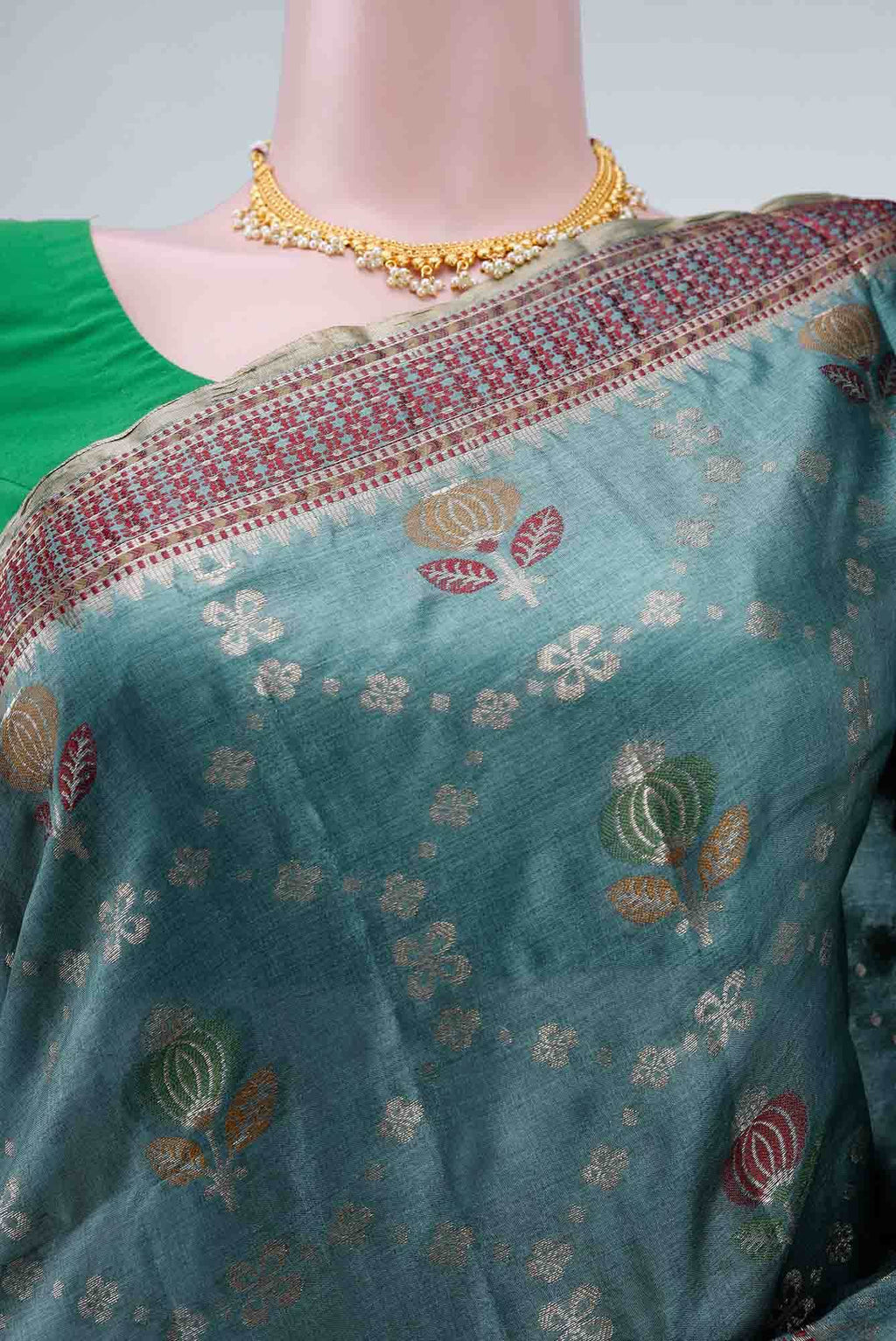 Light Green Banarasi Tussar Silk Saree