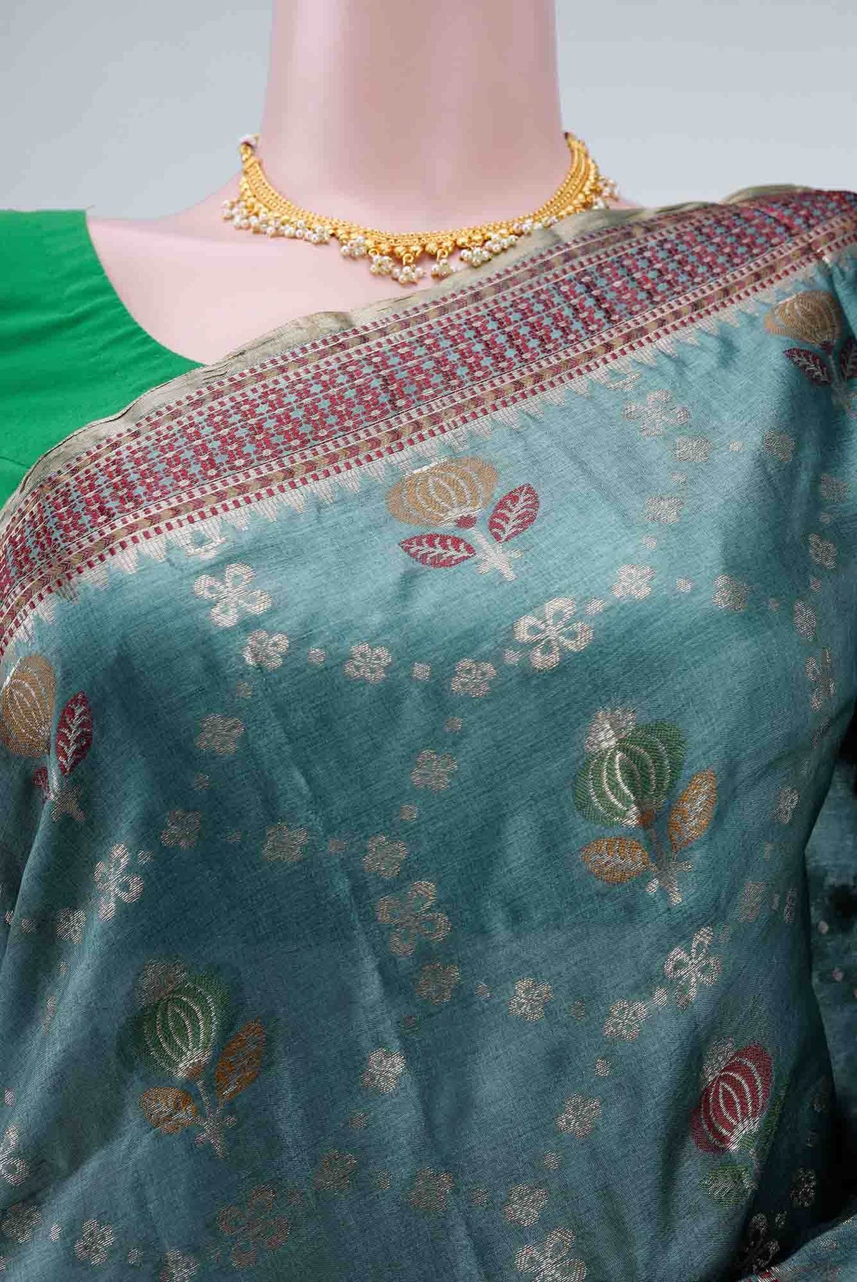 Light Green Banarasi Tussar Silk Saree