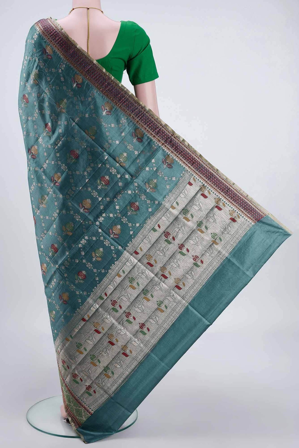 Light Green Banarasi Tussar Silk Saree