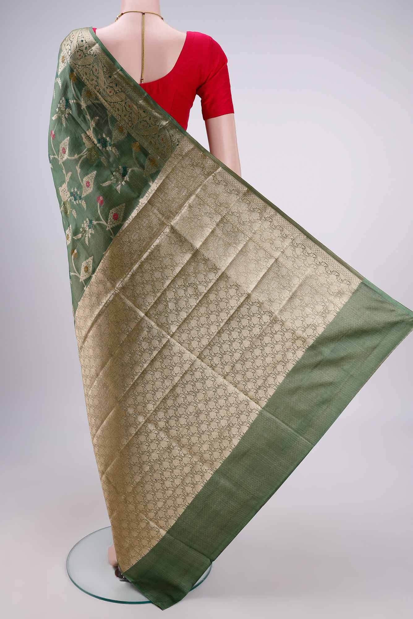 Light Green Banarasi Tussar Silk Saree