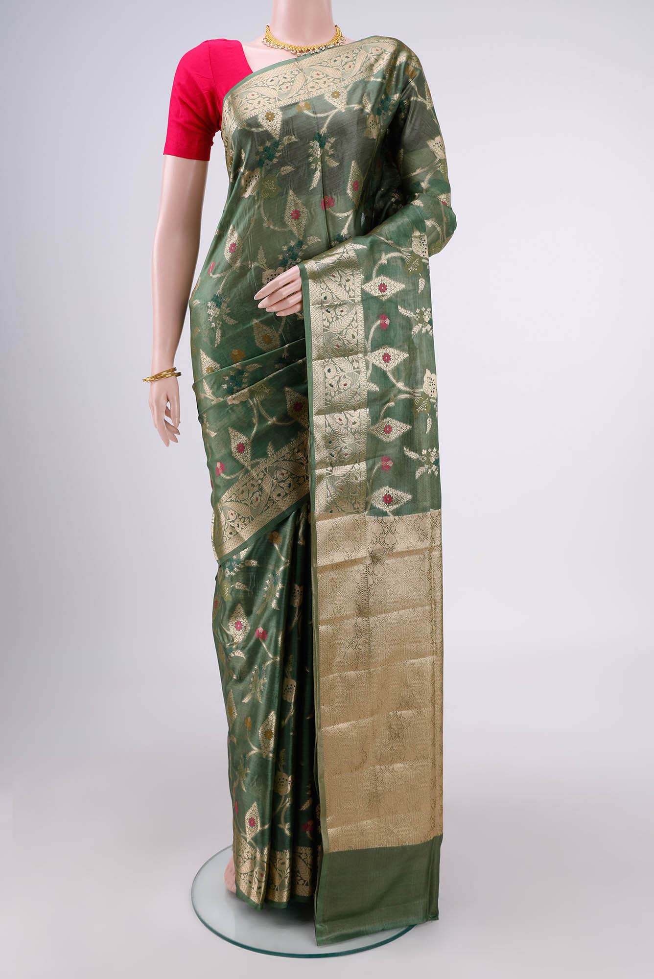 Light Green Banarasi Tussar Silk Saree