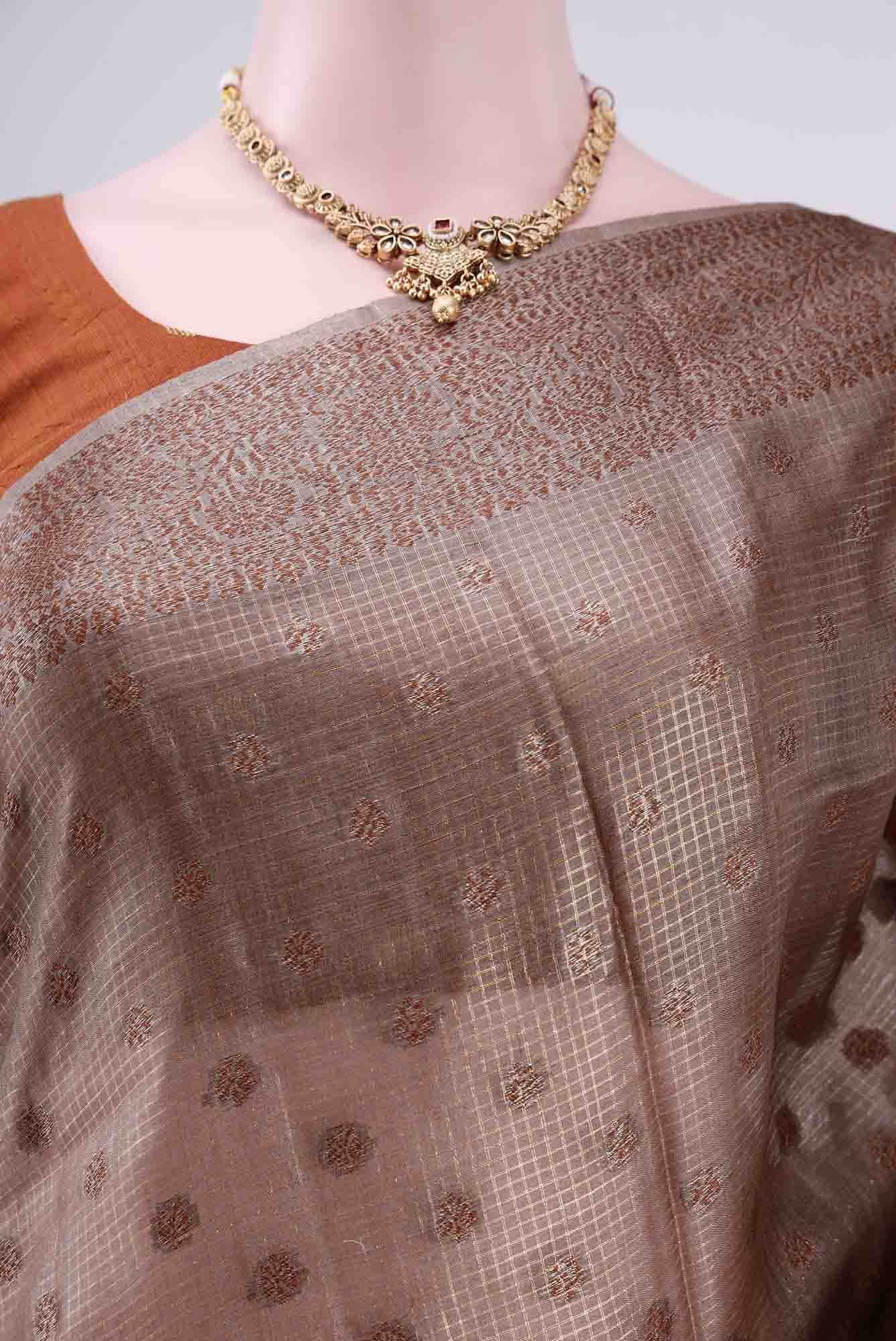 Grey Banarasi Tussar Silk Saree