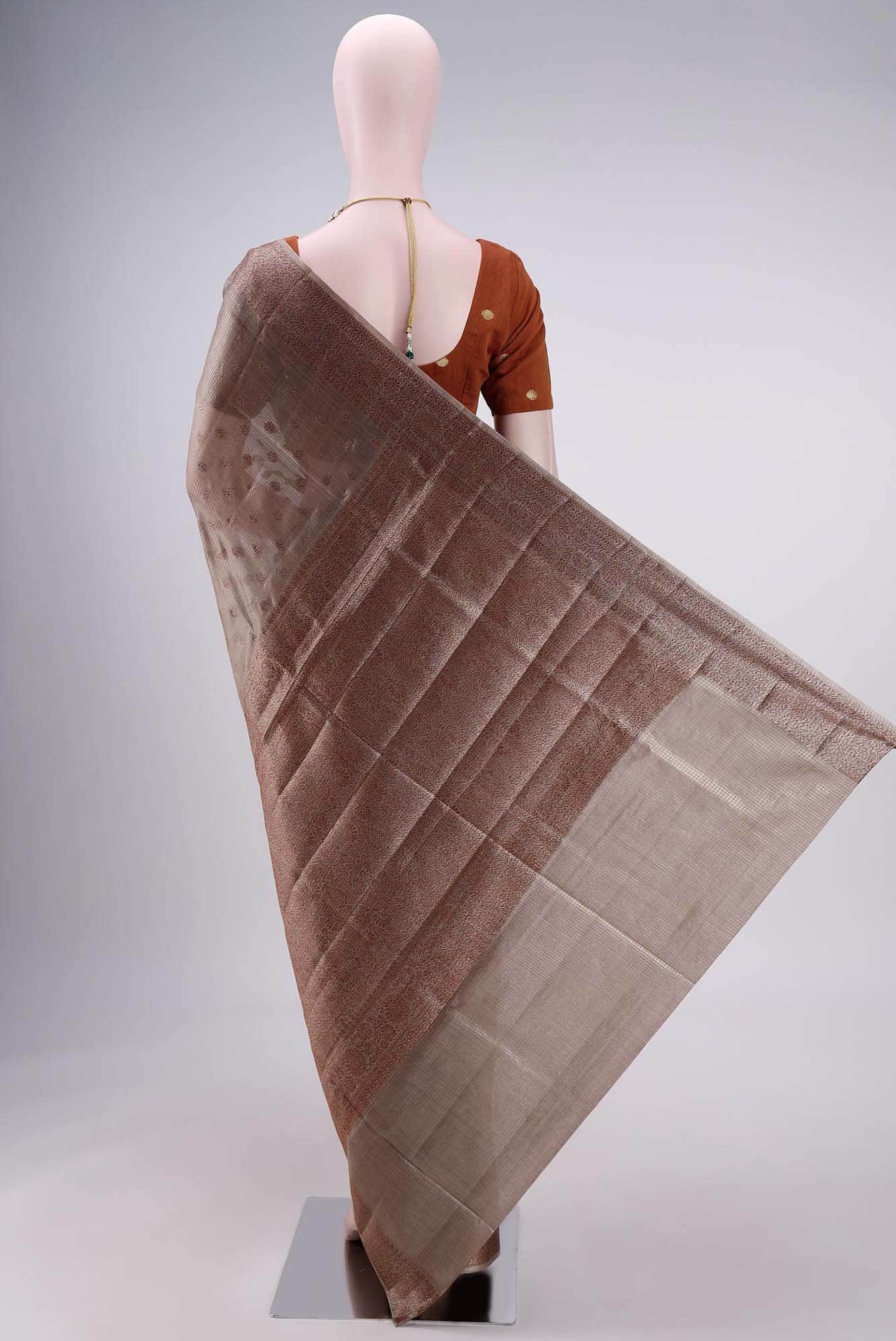 Grey Banarasi Tussar Silk Saree