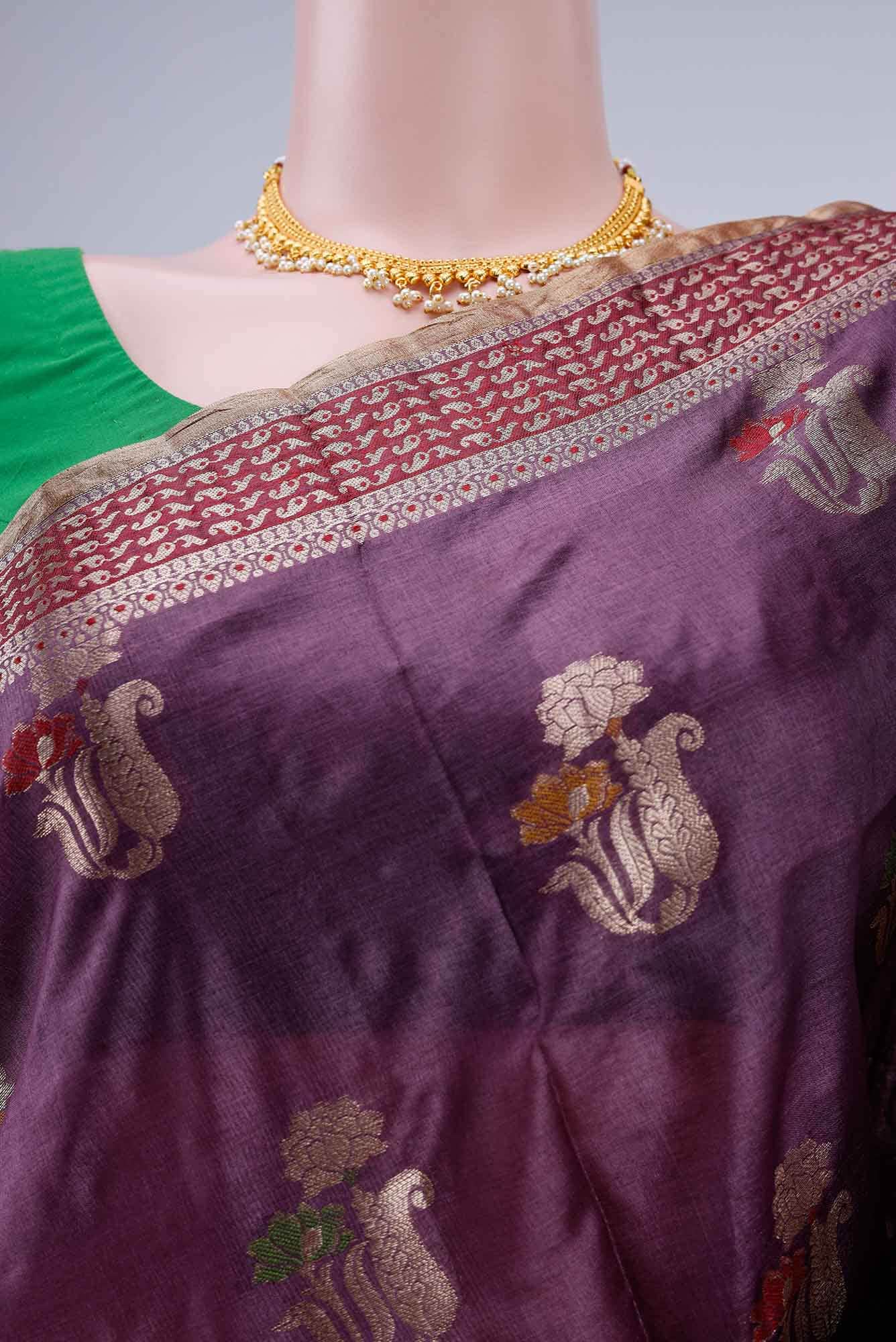 Mauve Banarasi Tussar Silk Saree