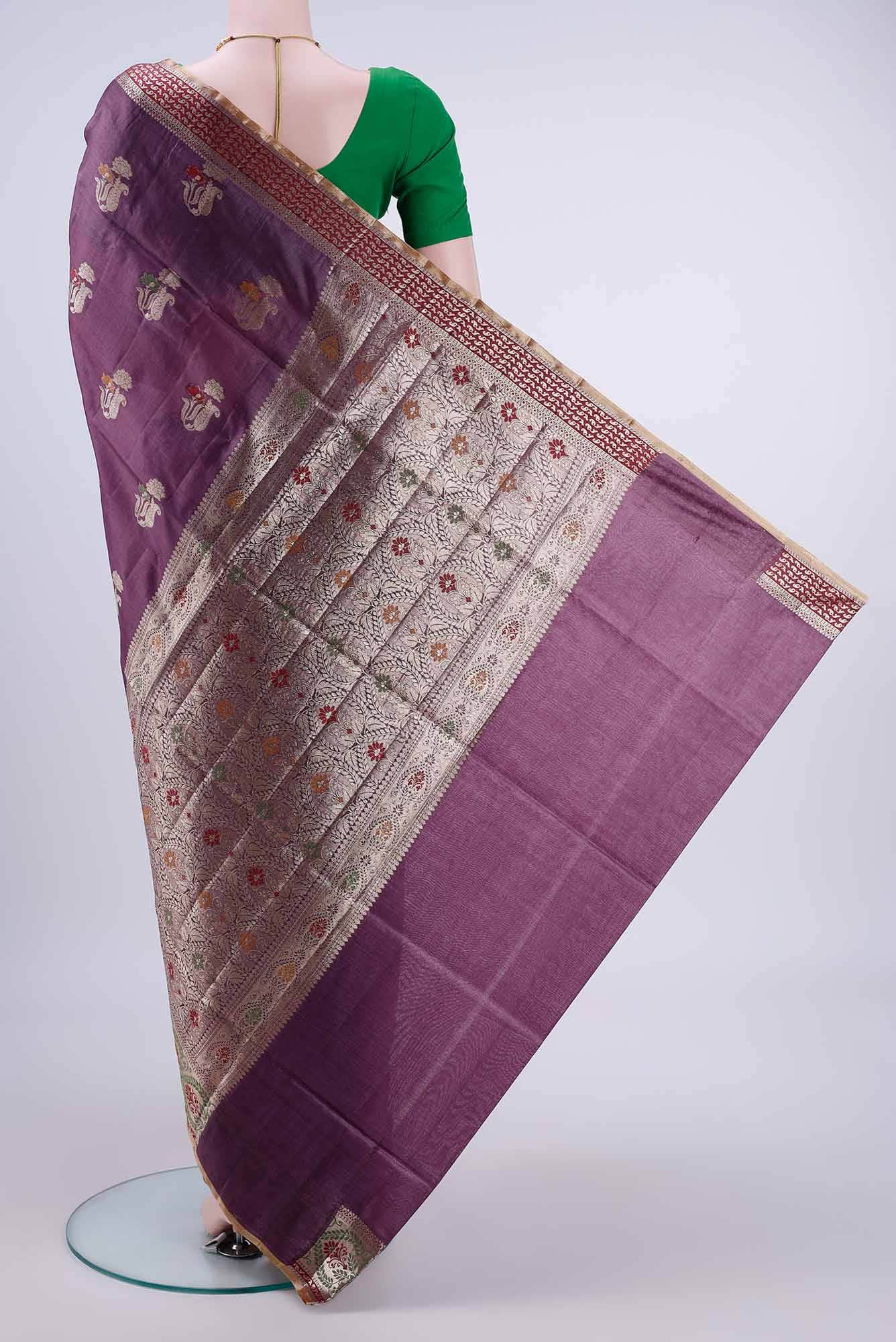 Mauve Banarasi Tussar Silk Saree