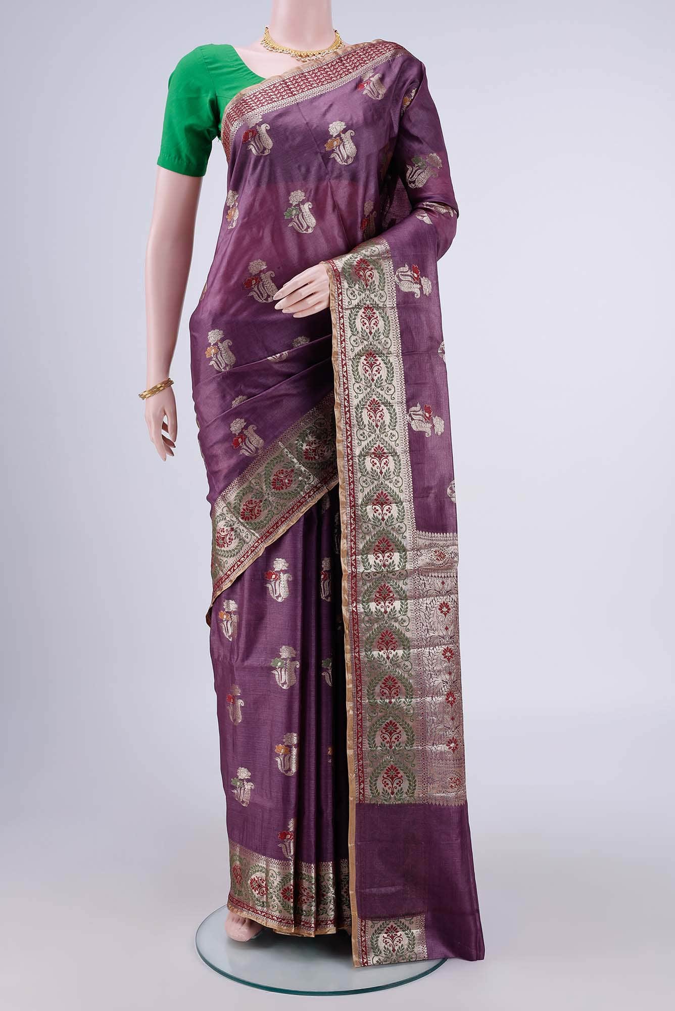 Mauve Banarasi Tussar Silk Saree