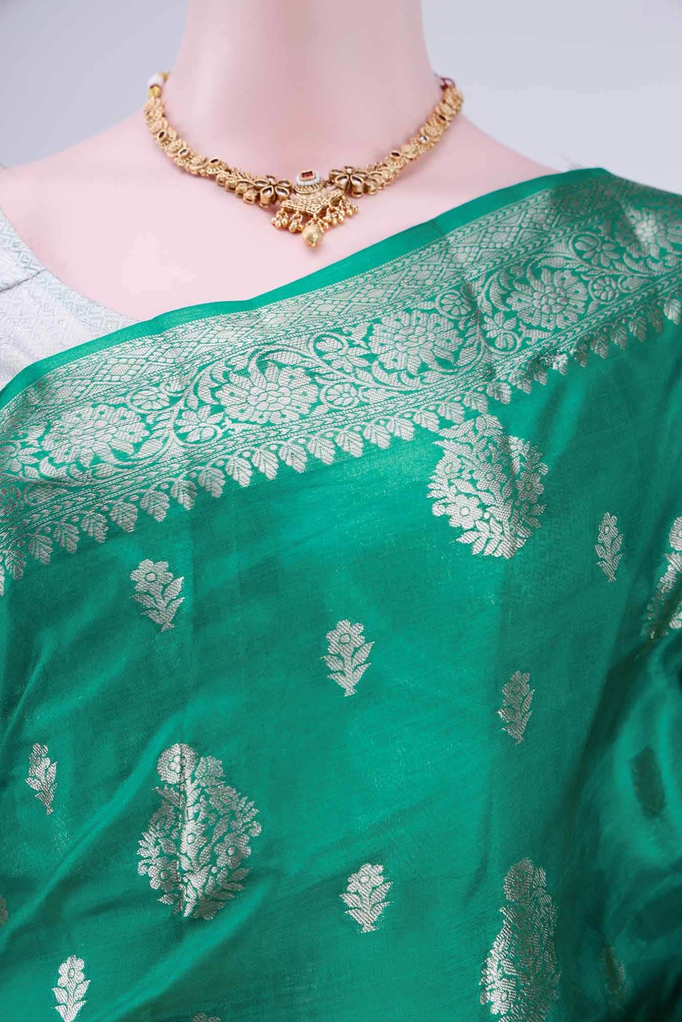Green Banarasi Tussar Silk Saree