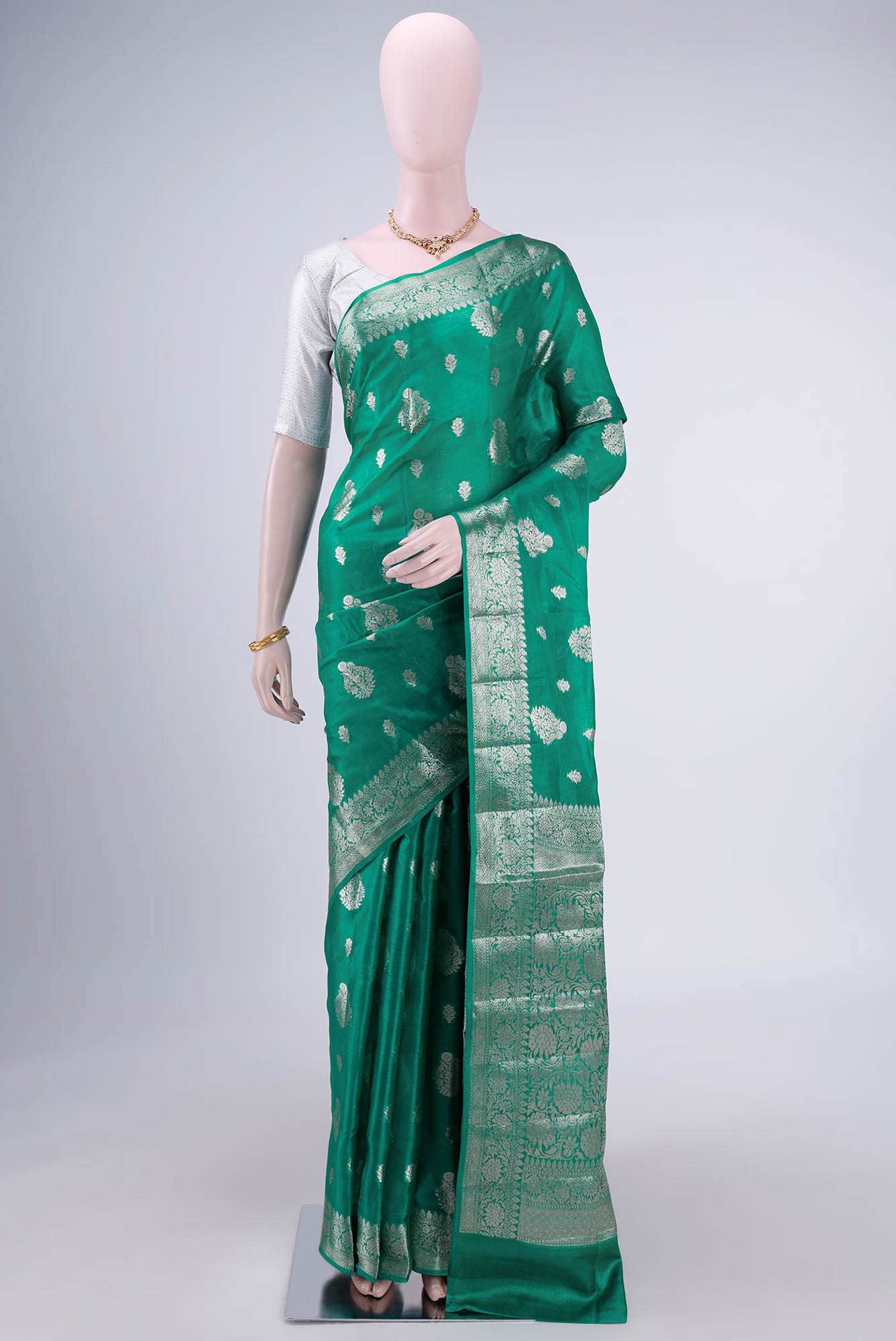 Green Banarasi Tussar Silk Saree