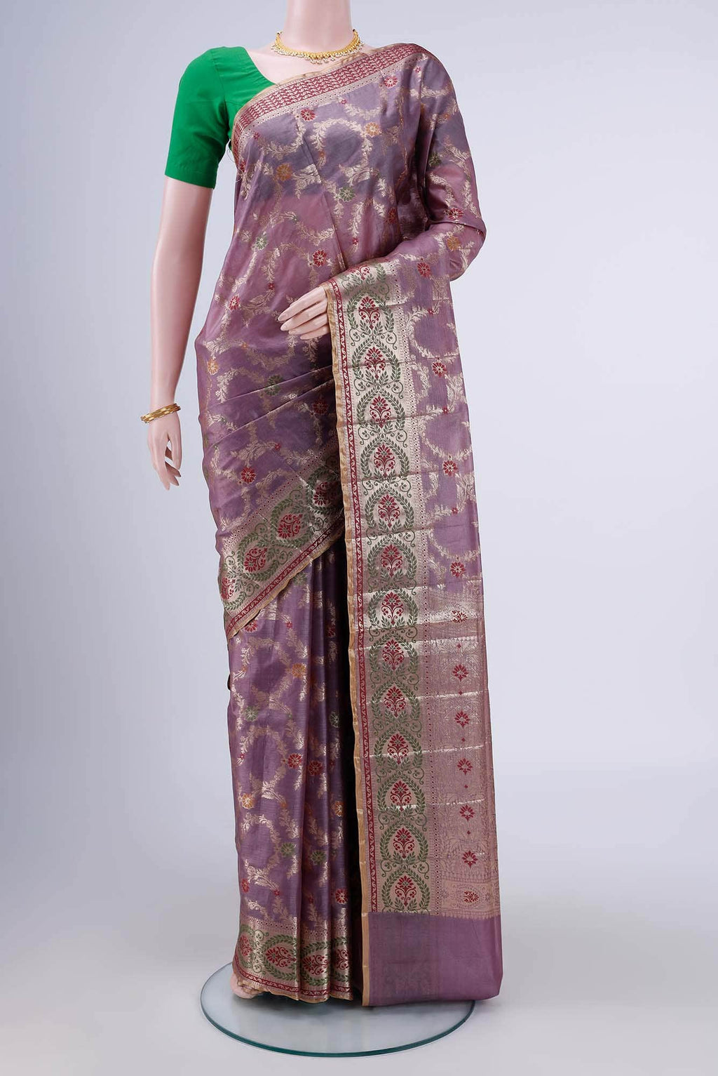 Mauve Banarasi Tussar Silk Saree