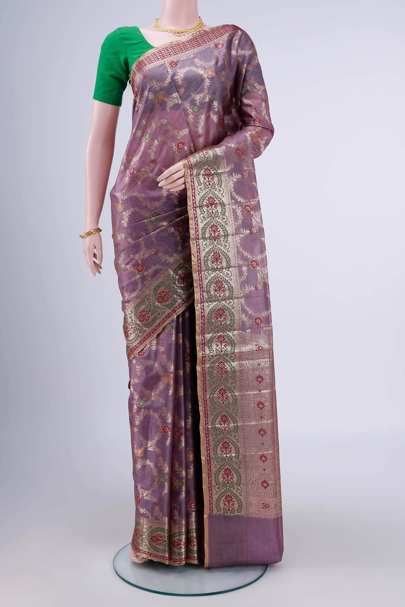 Mauve Banarasi Tussar Silk Saree