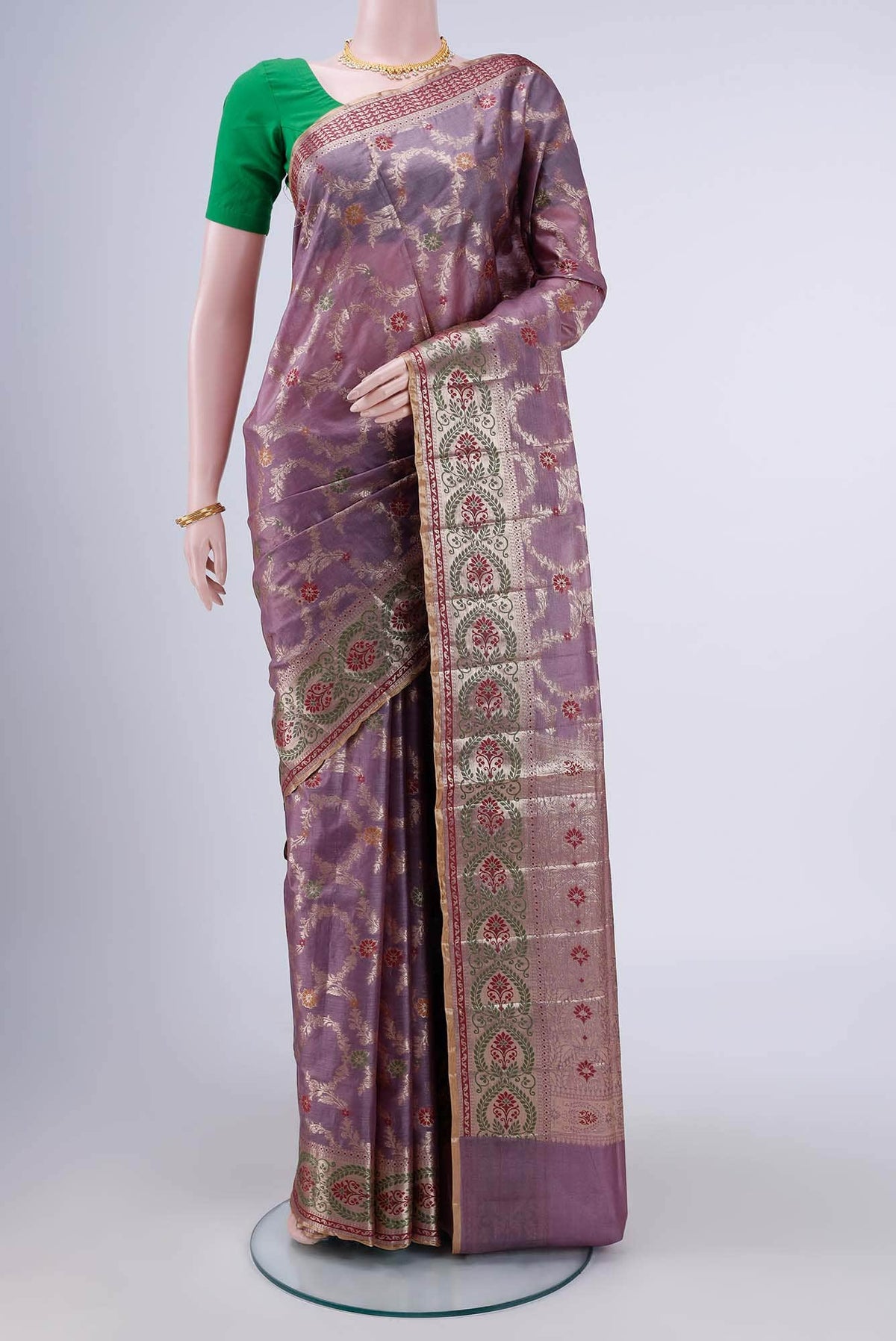 Mauve Banarasi Tussar Silk Saree