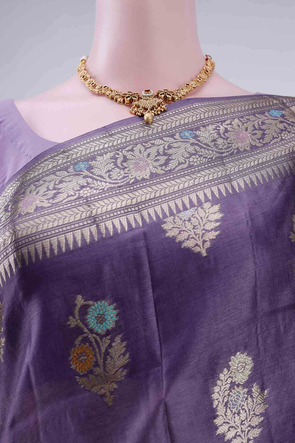 Purple Banarasi Raw Silk Saree