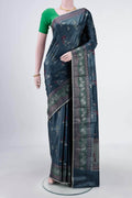 Blue Grey Banarasi Tussar Silk Saree