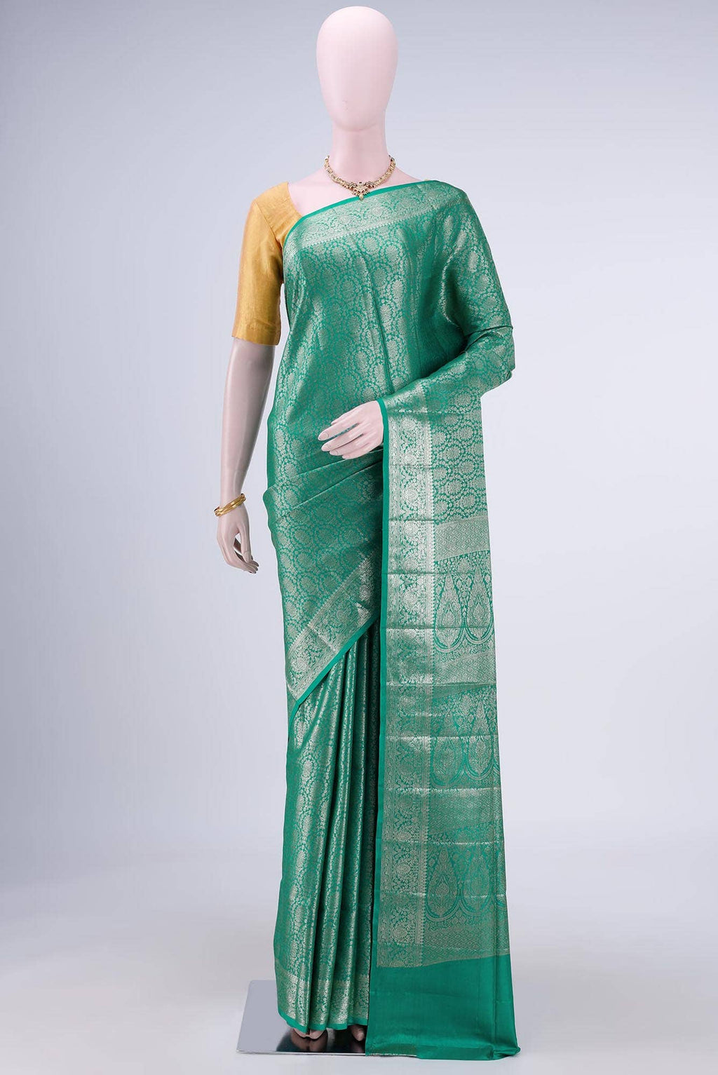 Green Banarasi Tussar Silk Saree