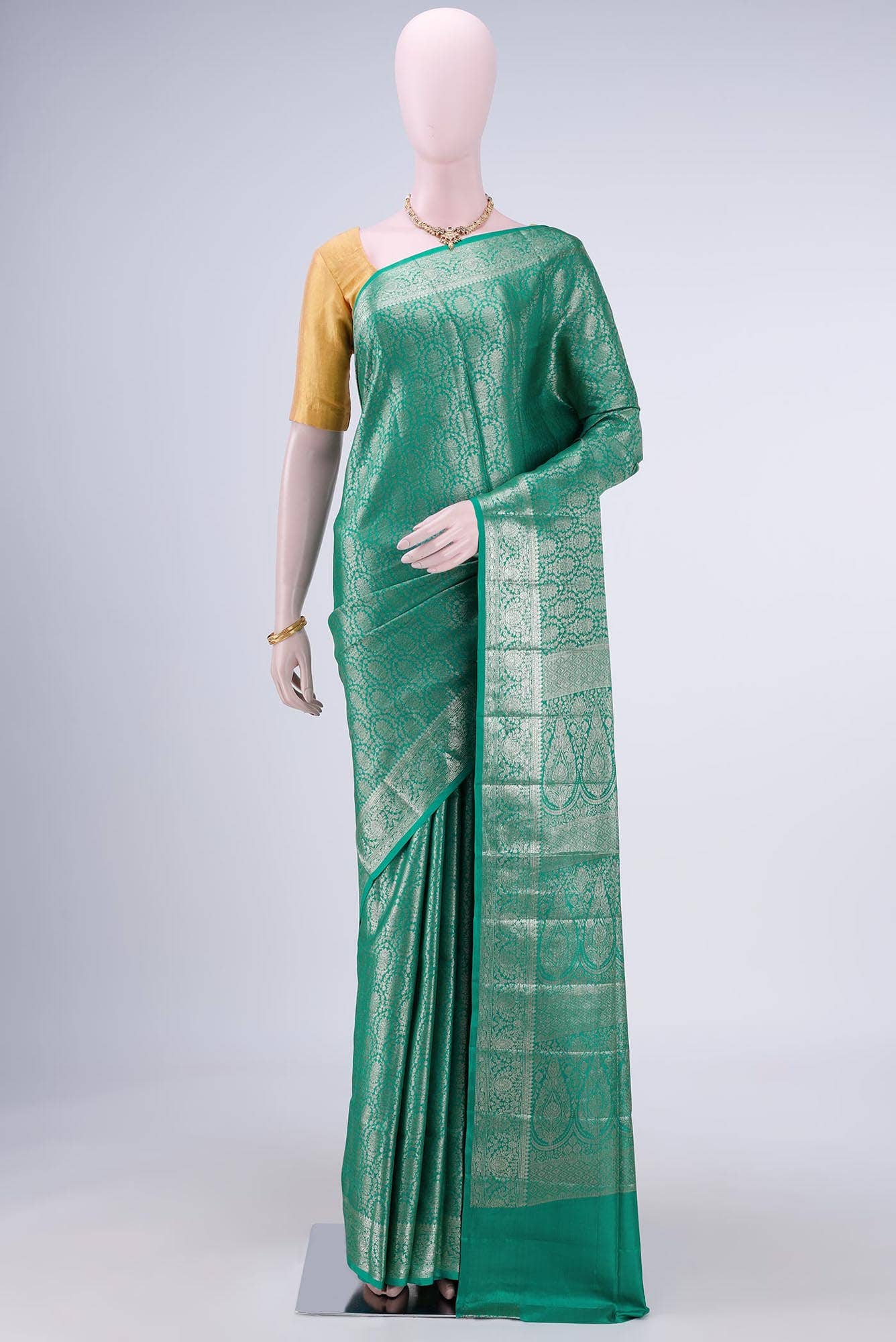 Green Banarasi Tussar Silk Saree