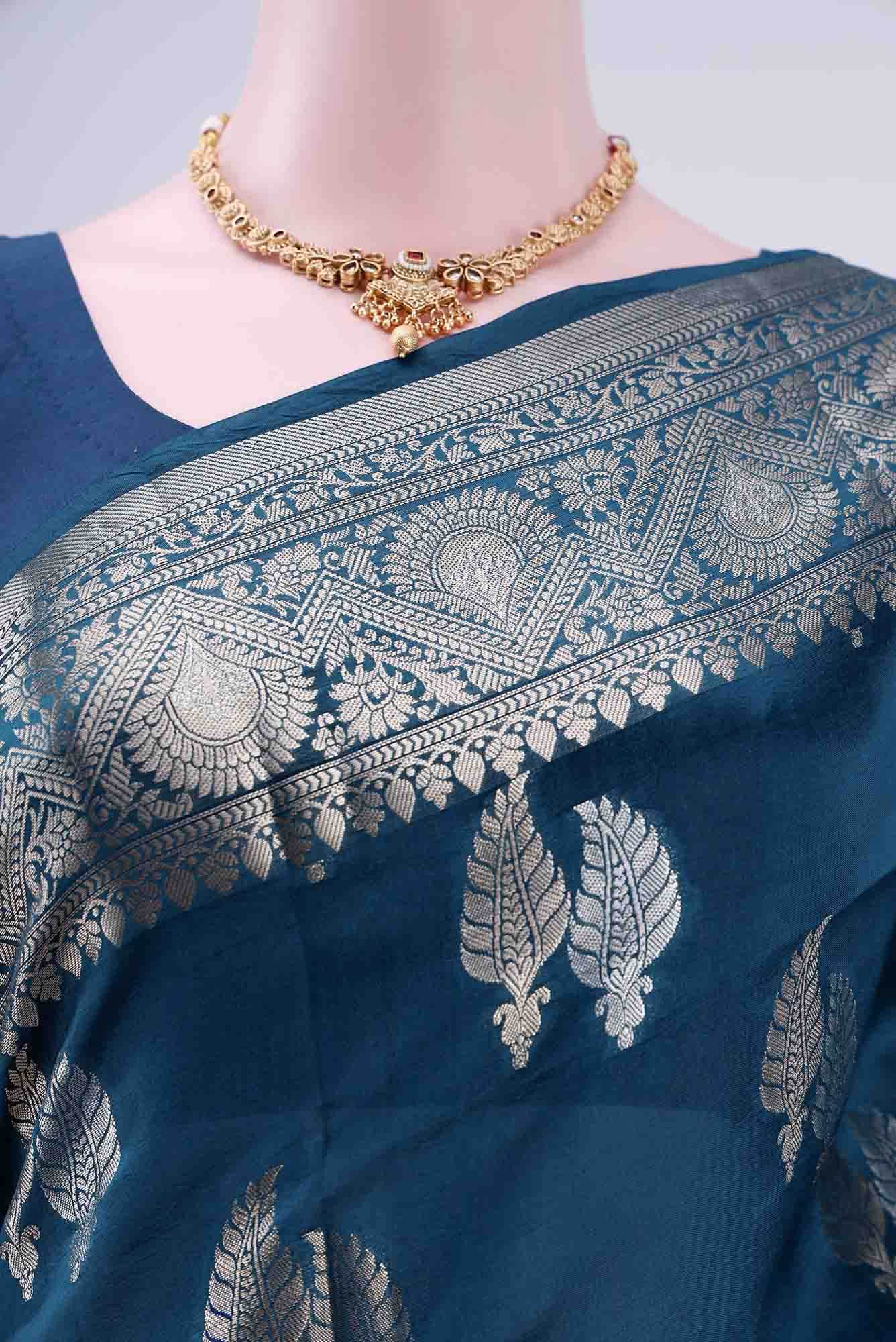 Blue Banarasi Raw Silk Saree
