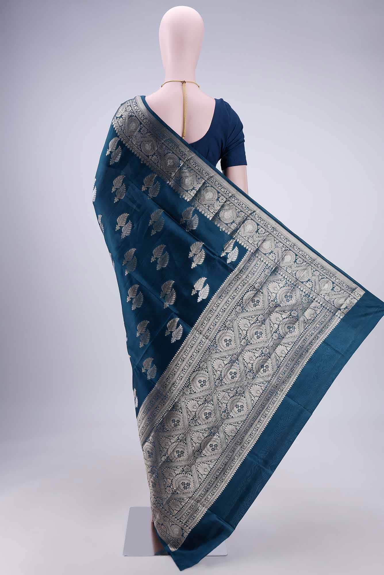 Blue Banarasi Raw Silk Saree