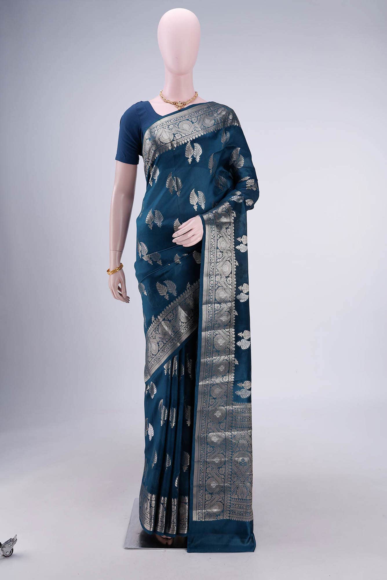 Blue Banarasi Raw Silk Saree