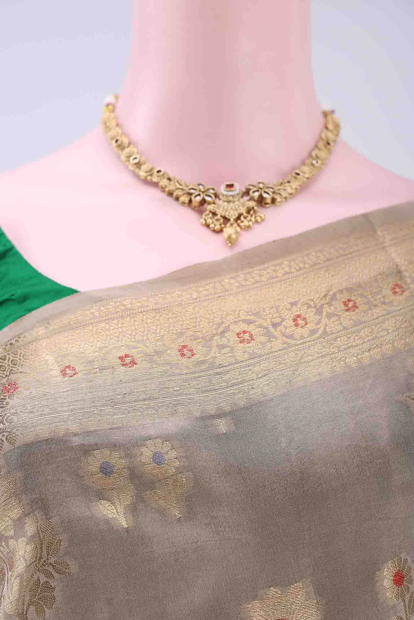 Dark Beige Banarasi Raw Silk Saree