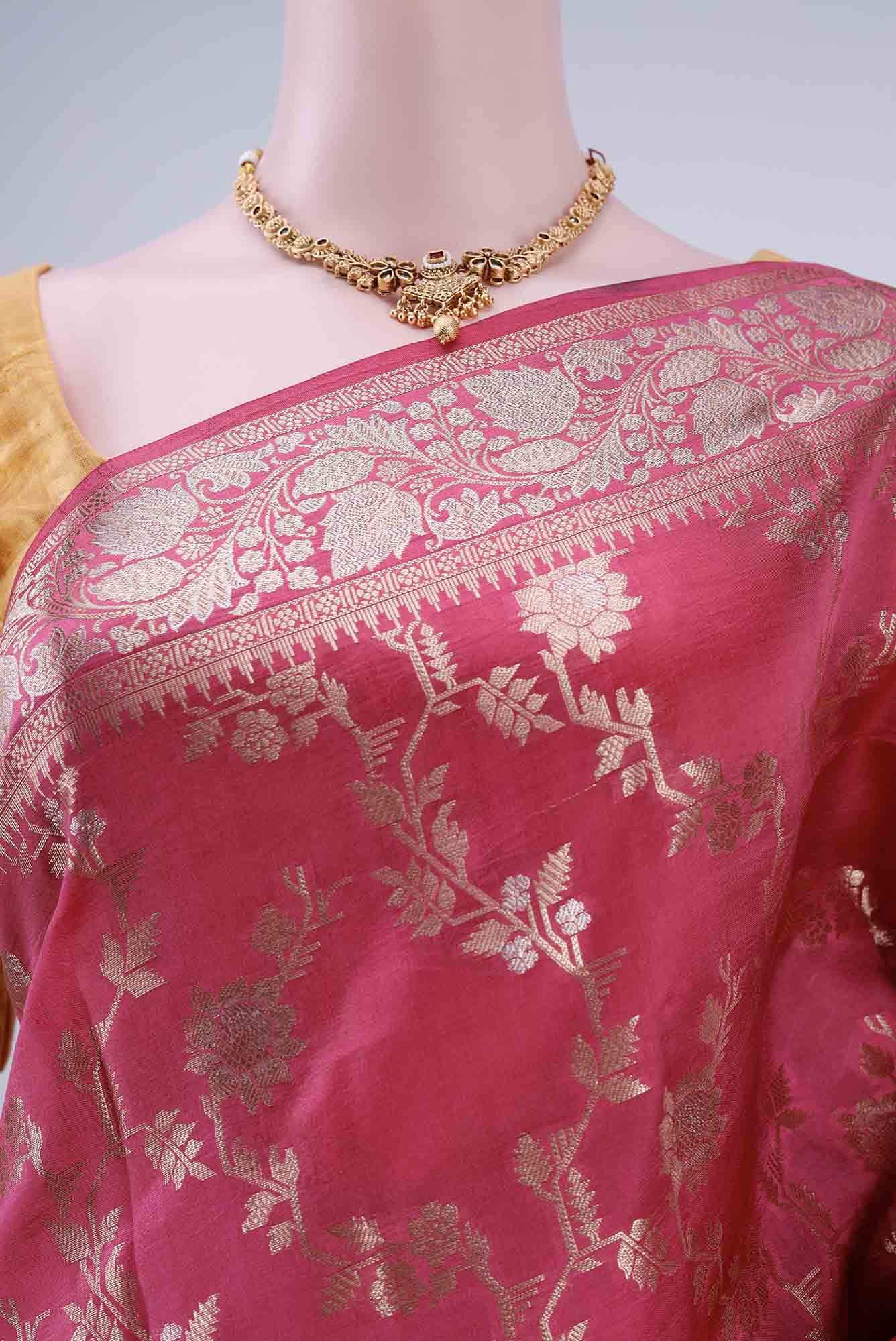Pink Banarasi Raw Silk Saree