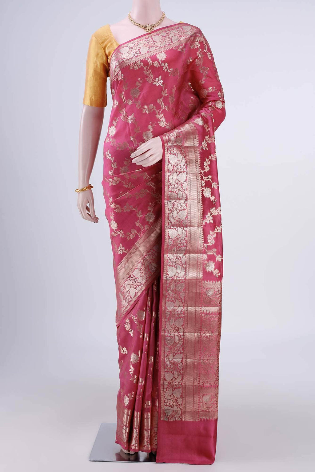 Pink Banarasi Raw Silk Saree