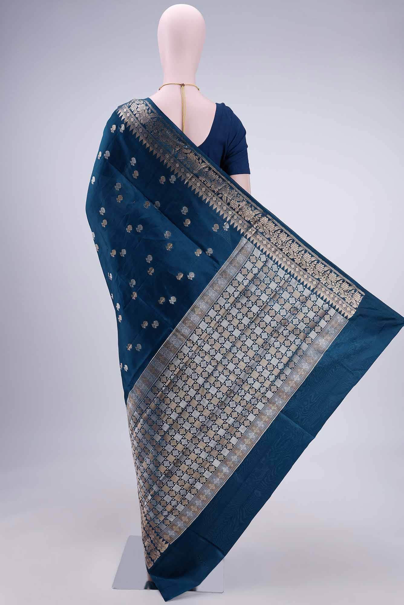 Blue Banarasi Raw Silk Saree