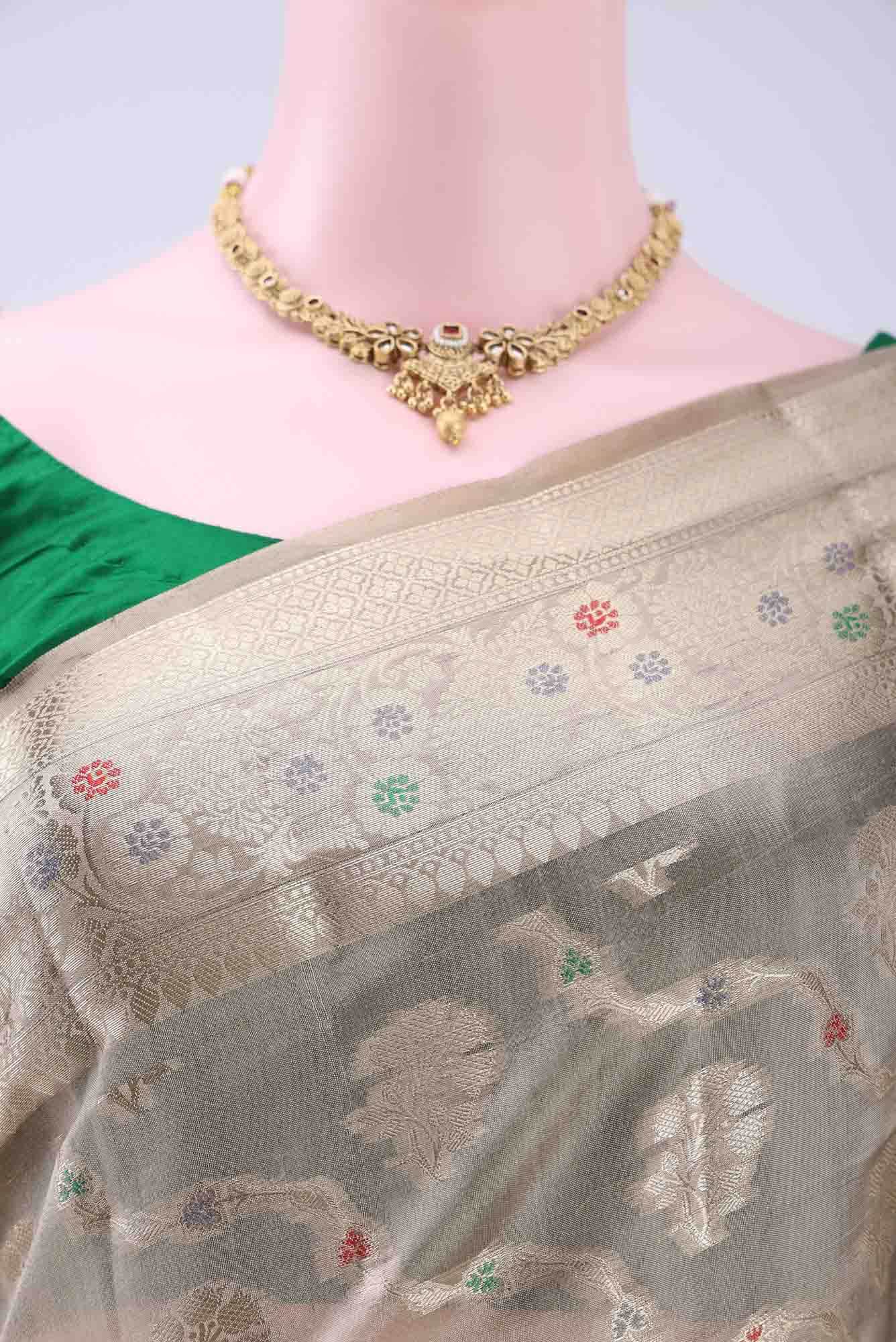 Dark Beige Banarasi Raw Silk Saree