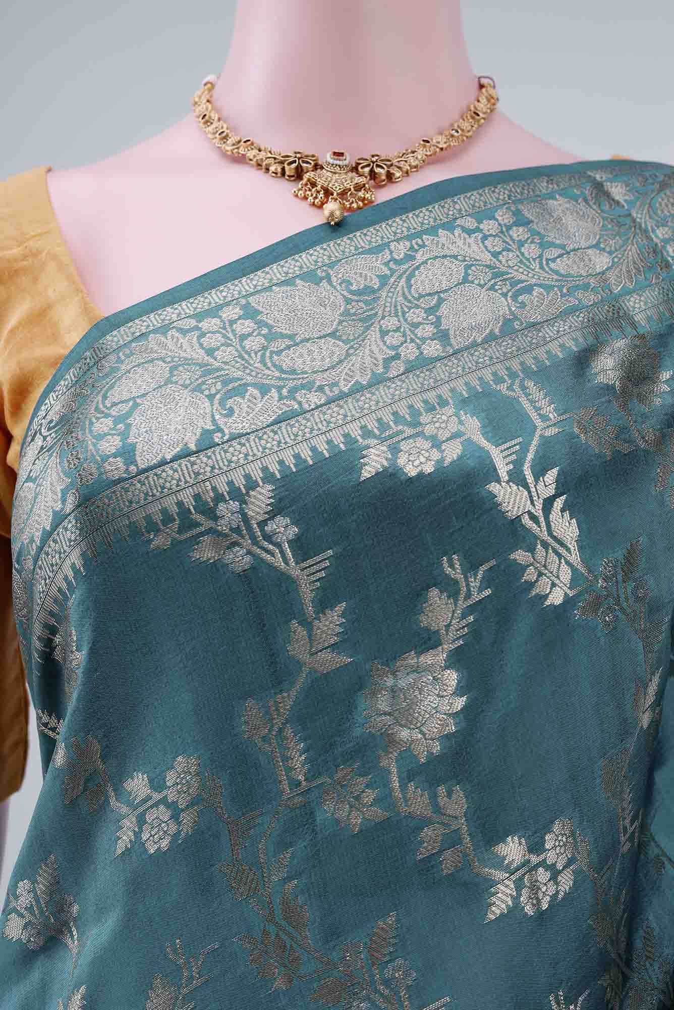 Blue Banarasi Raw Silk Saree